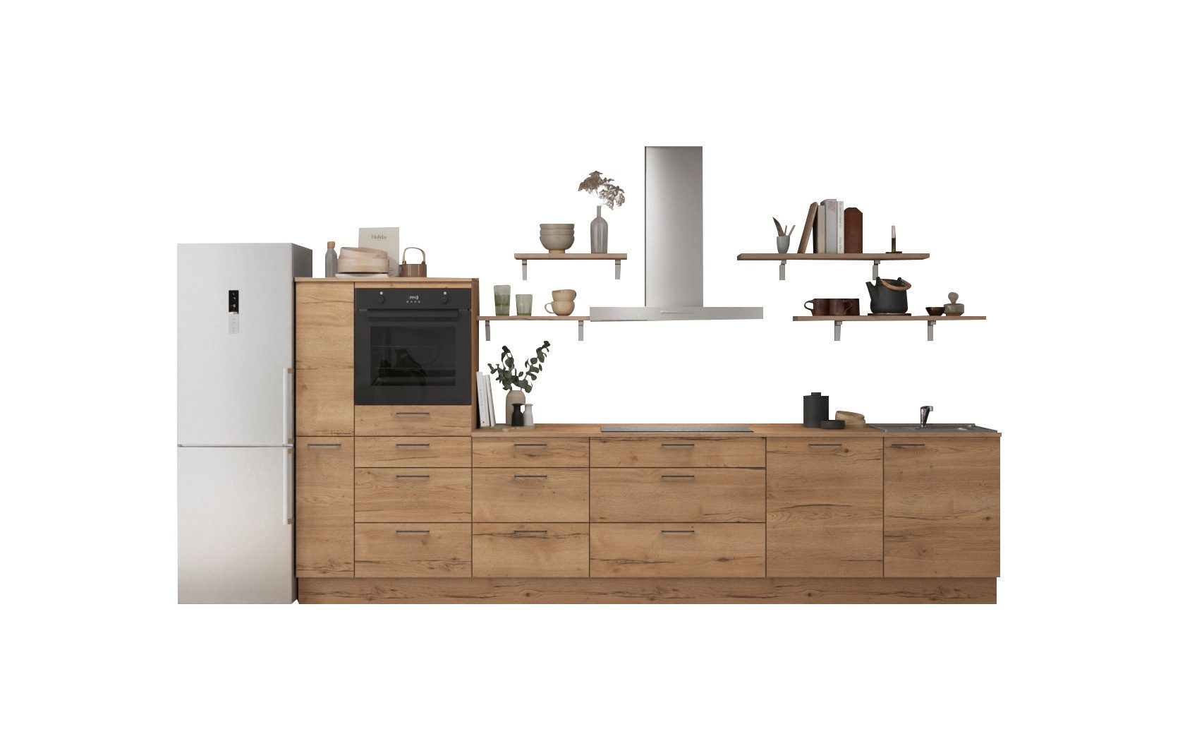 nobilia® Küchenzeile Lycka, individuell anpassbar, gratis Küchenplanung mit Profis, (Breite 360 cm), vormontiert, wahlw. mit E-Geräten, inkl. Lieferung