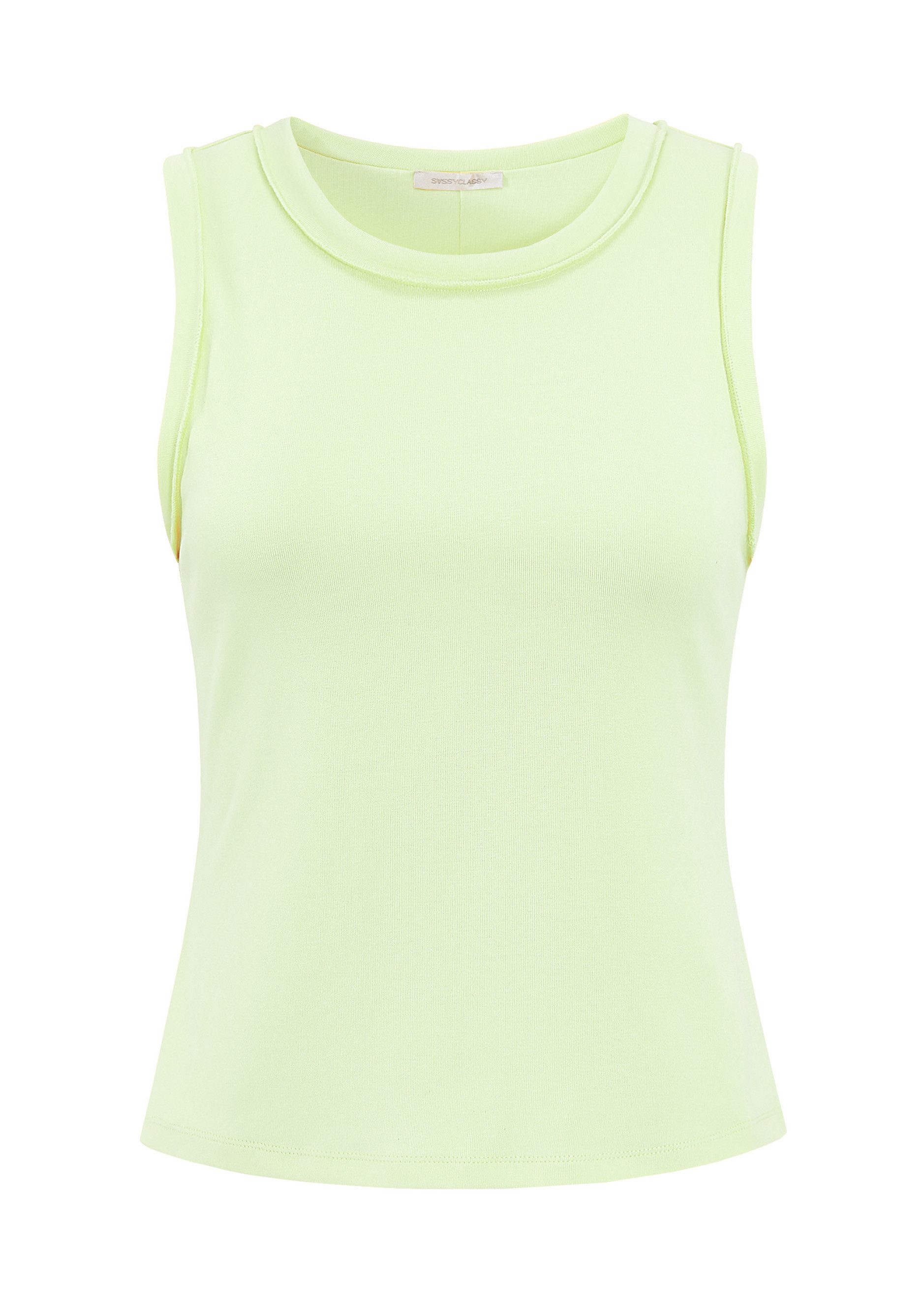 SASSYCLASSY T-Shirt Tank Top mit Außennähten Damen anliegendes Top mit Rund günstig online kaufen