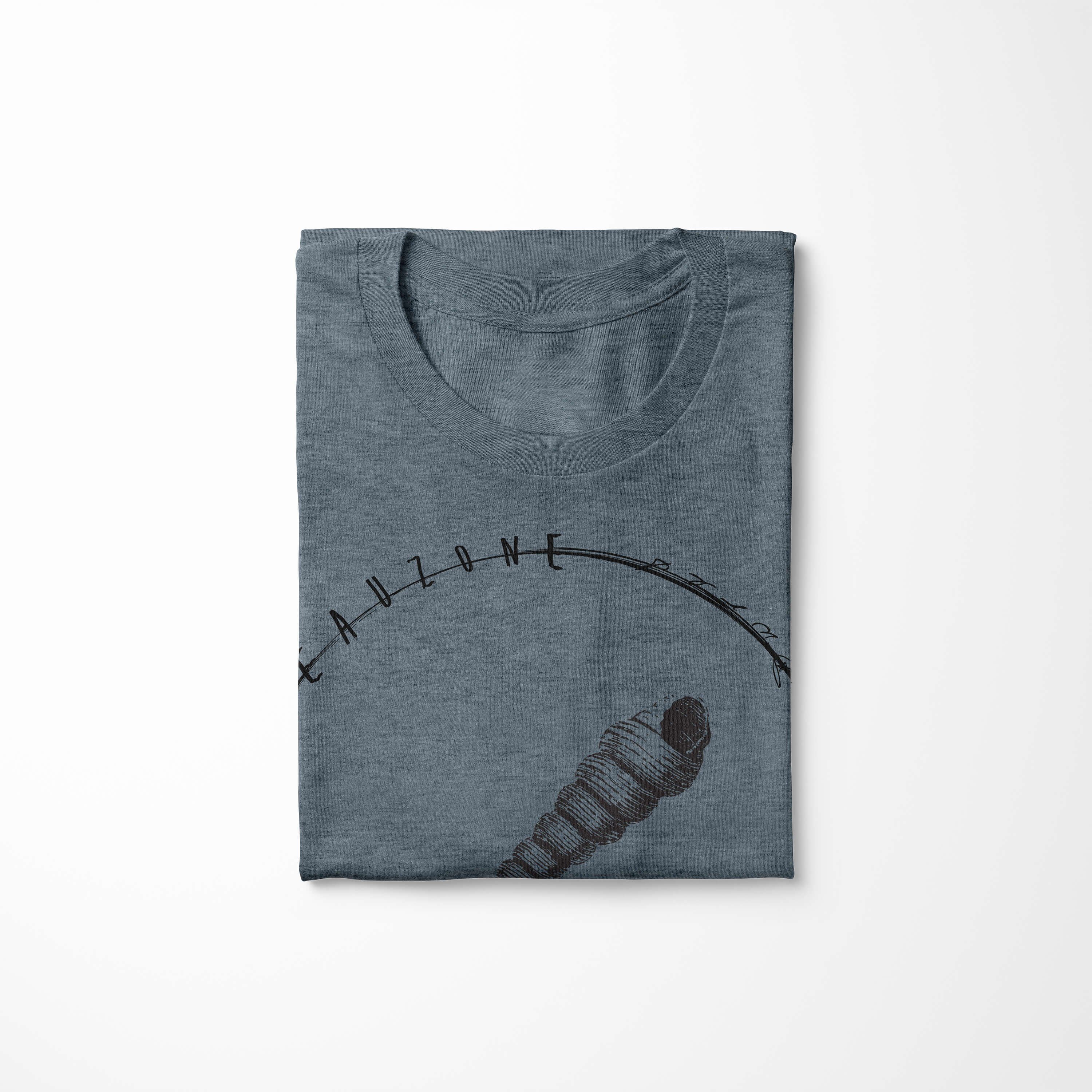 T-Shirt Serie: und Struktur Sinus Schnitt 011 T-Shirt feine Creatures, sportlicher Indigo Fische - Sea Sea / Tiefsee Art