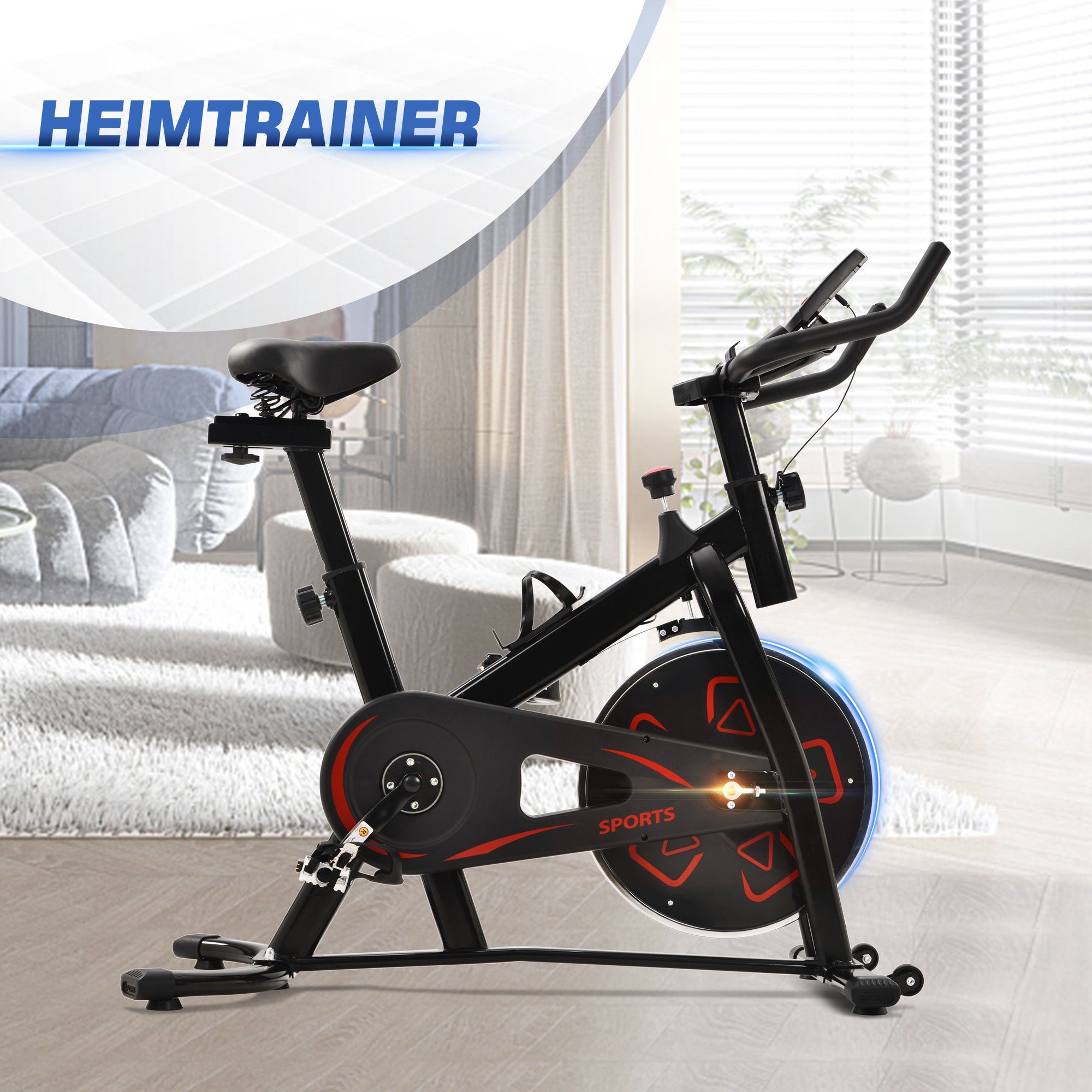 SIKAINI Heimtrainer A-DJ-N621-MS280844GAA (Set, mit einstellbarem), Fitness  Bike Indoor Heimtrainer mit einstellbarem Widerstand und Sitz