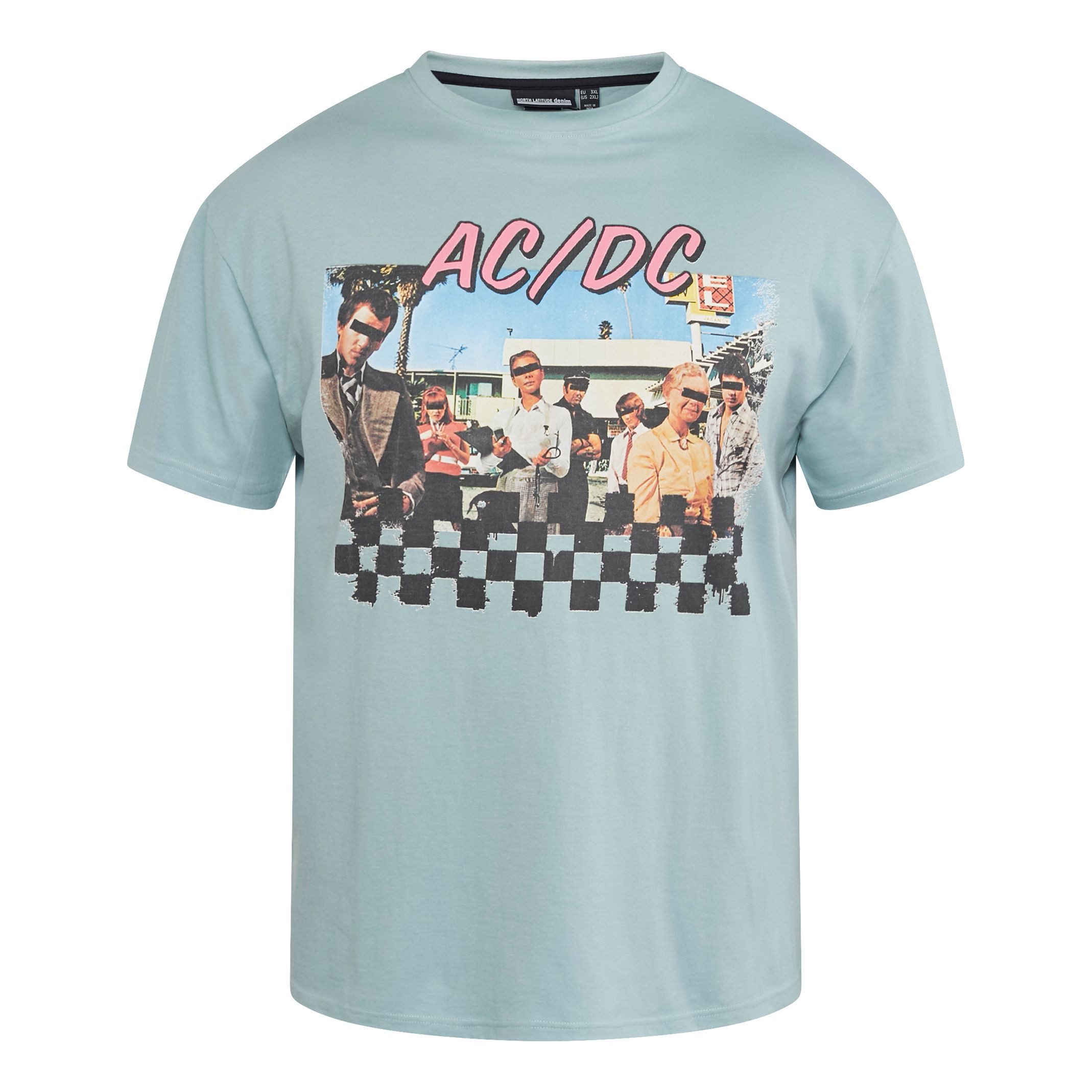 T-Shirt AC/DC T-Shirt in Übergrößen von North Latitude denim, türkis