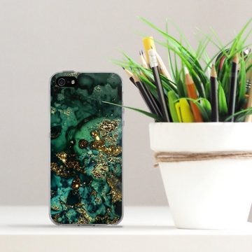 DeinDesign Handyhülle Marmor Glitzer Look Muster Cyan Glitter Marble Look, Apple iPhone 5 Silikon Hülle Bumper Case Handy Schutzhülle