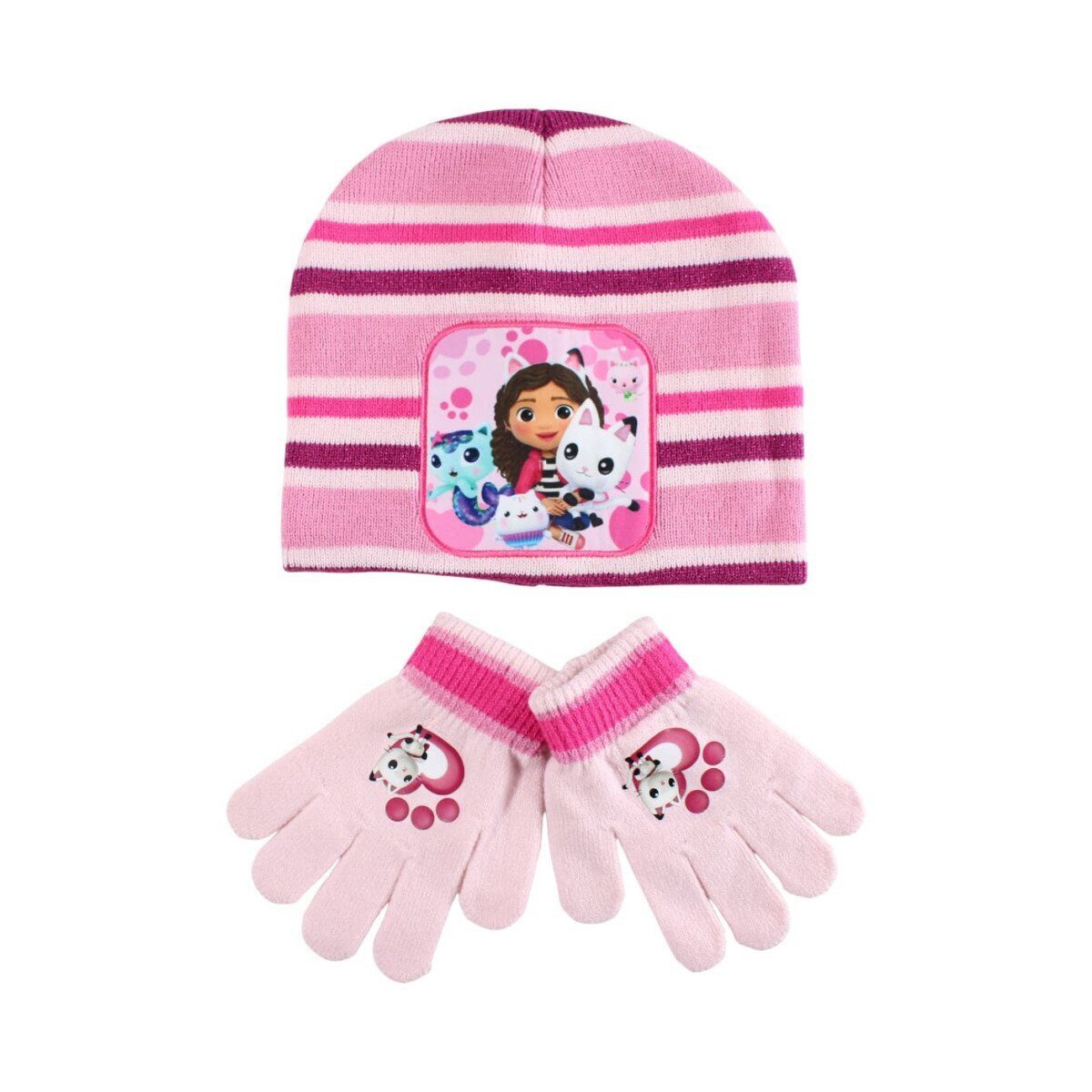 Gabby's Dollhouse Fleecehandschuhe Gabby’s Dollhouse Paws Kinder Mütze & Handschuh Set