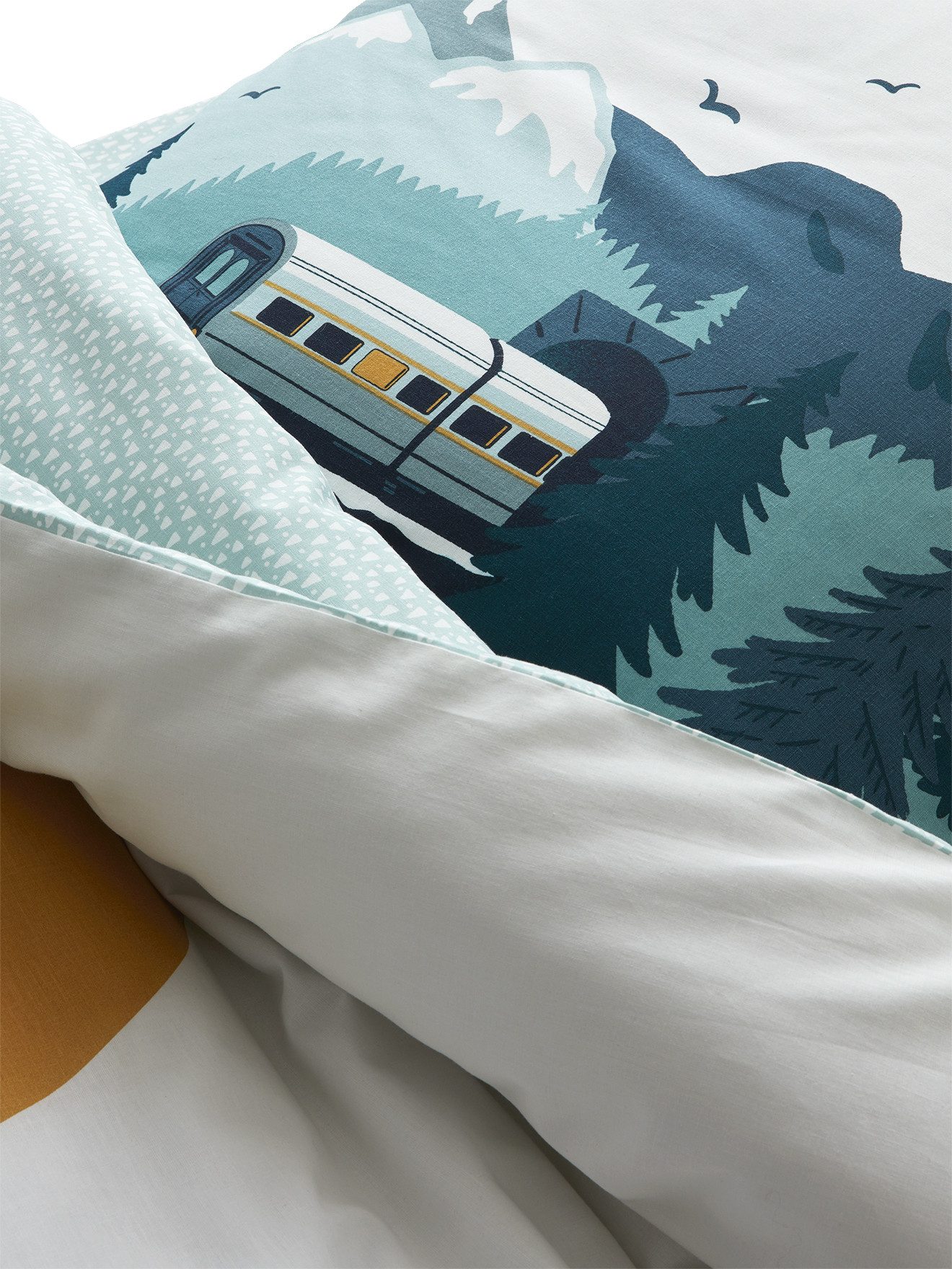 vertbaudet Bettbezug Kinder Bettwäsche-Set AUF SCHIENEN günstig online kaufen