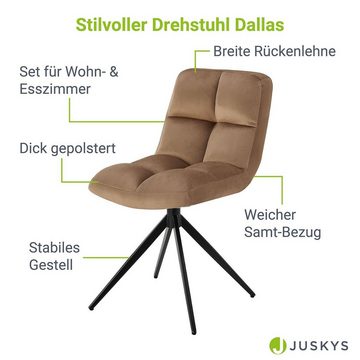 Juskys Esszimmerstuhl Dallas (2 St), 2er Set, Stoff weich & bequem, Stuhl gepolstert, modern im Esszimmer
