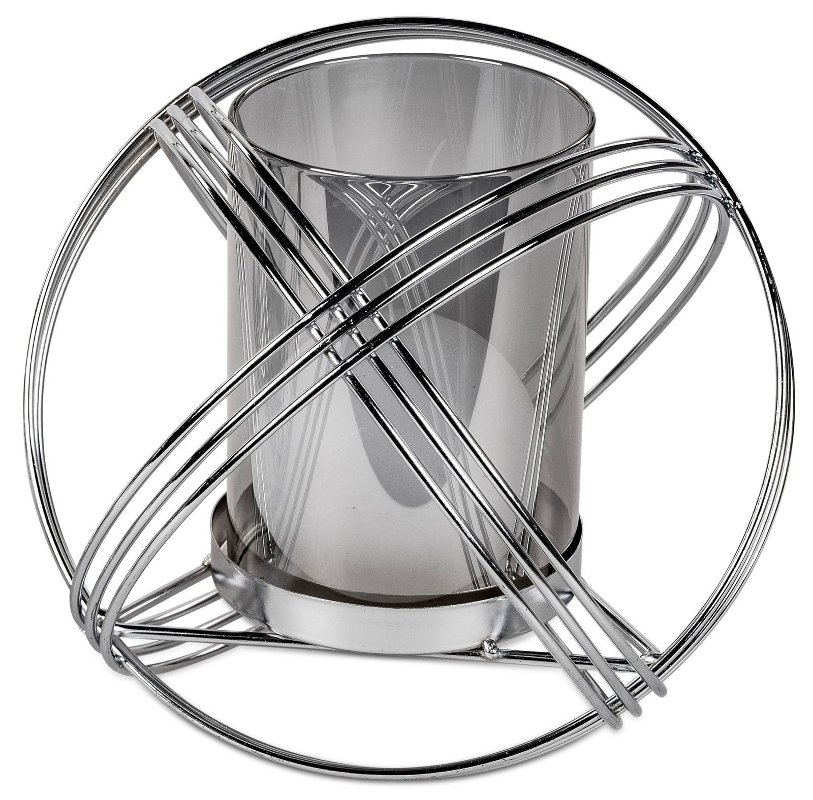 formano Dekolicht Deko Windlicht Kugel 20cm silberfarbenem Metall Farbiges Glas Teelicht