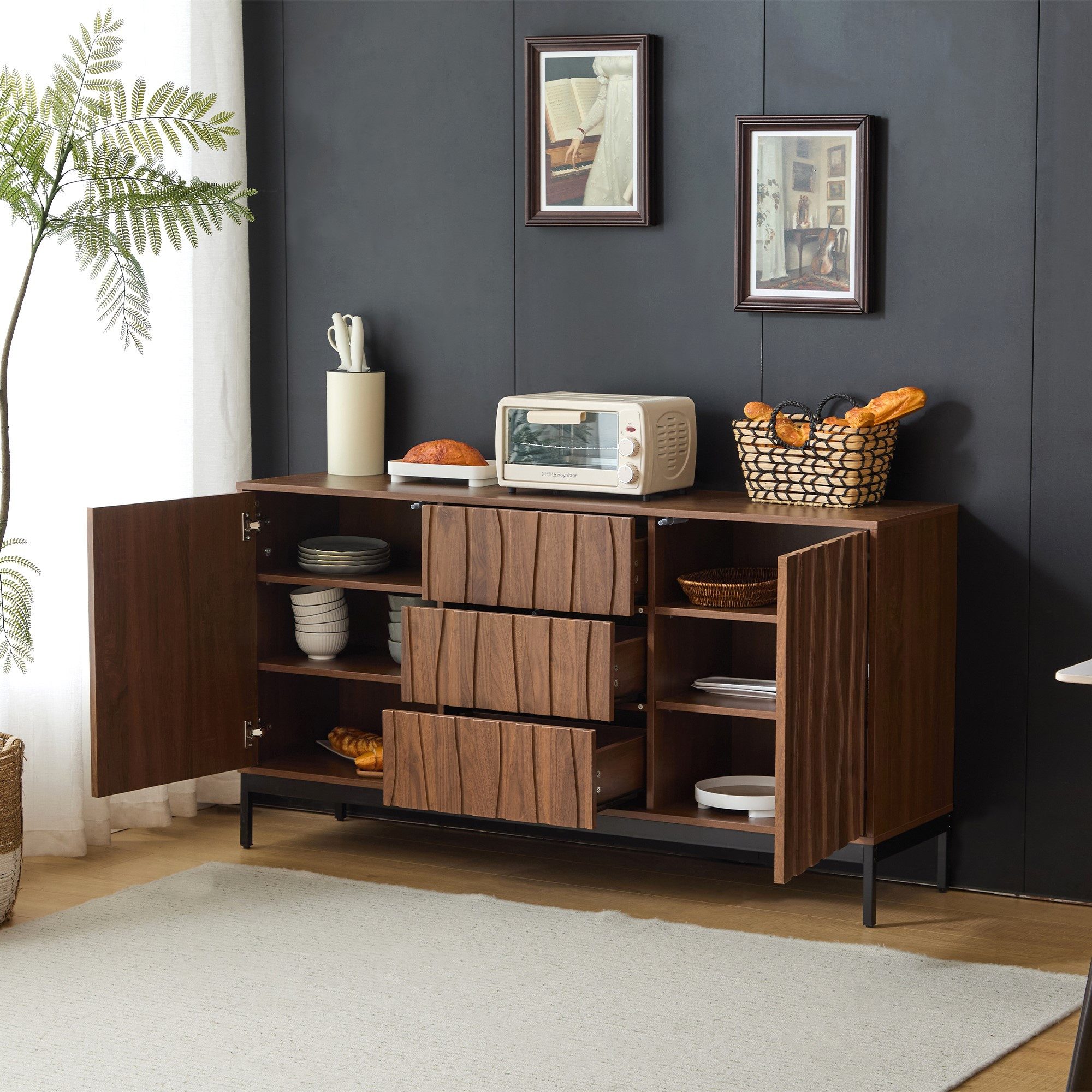 MODFU Sideboard Mid Century Modern Dekorativer Schrank (Kommode, Anrichte, günstig online kaufen