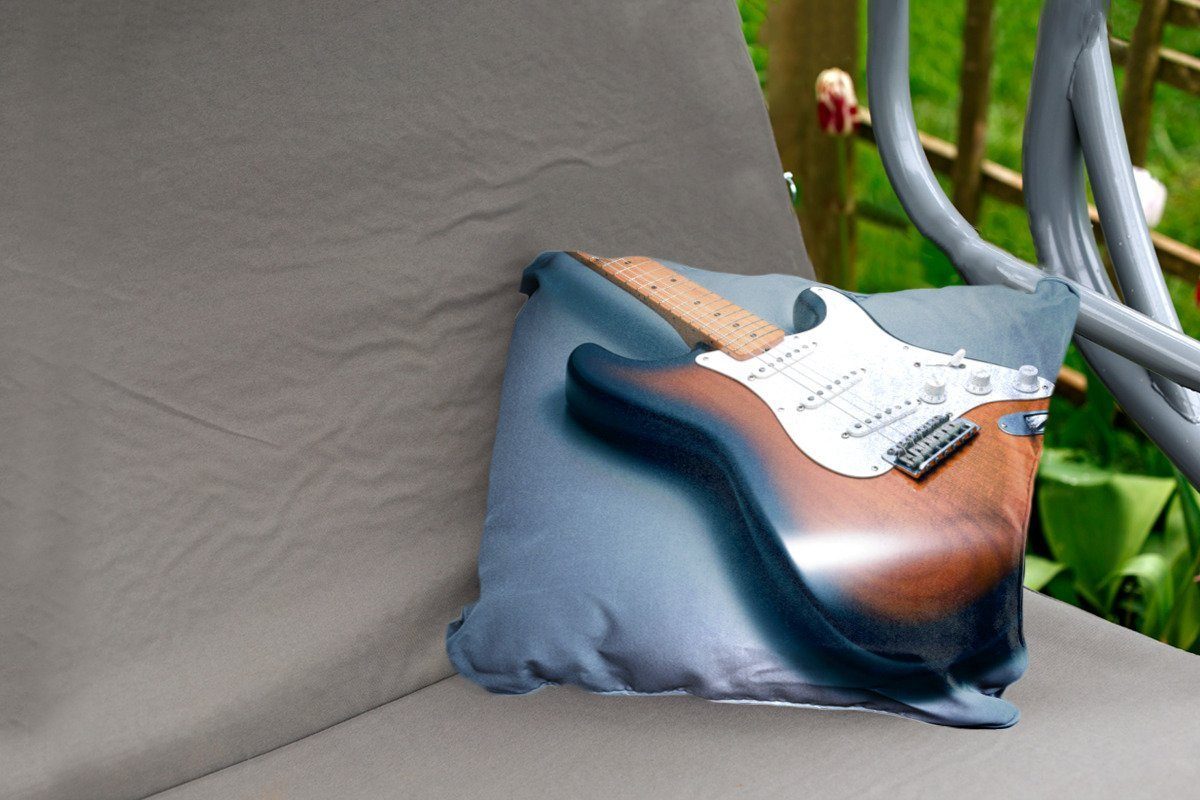 MuchoWow Dekokissen Eine Gitarre Polyester, elektrische Holz, Outdoor-Dekorationskissen, Kissenhülle aus Dekokissenbezug