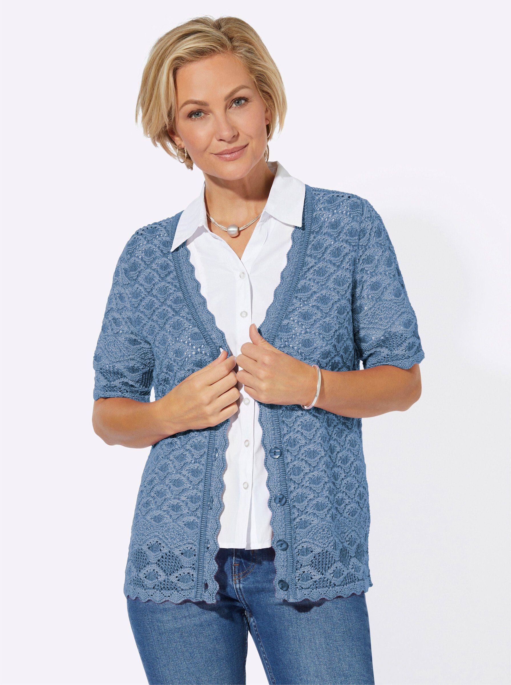 WITT WEIDEN Strickjacke mittelblau-meliert