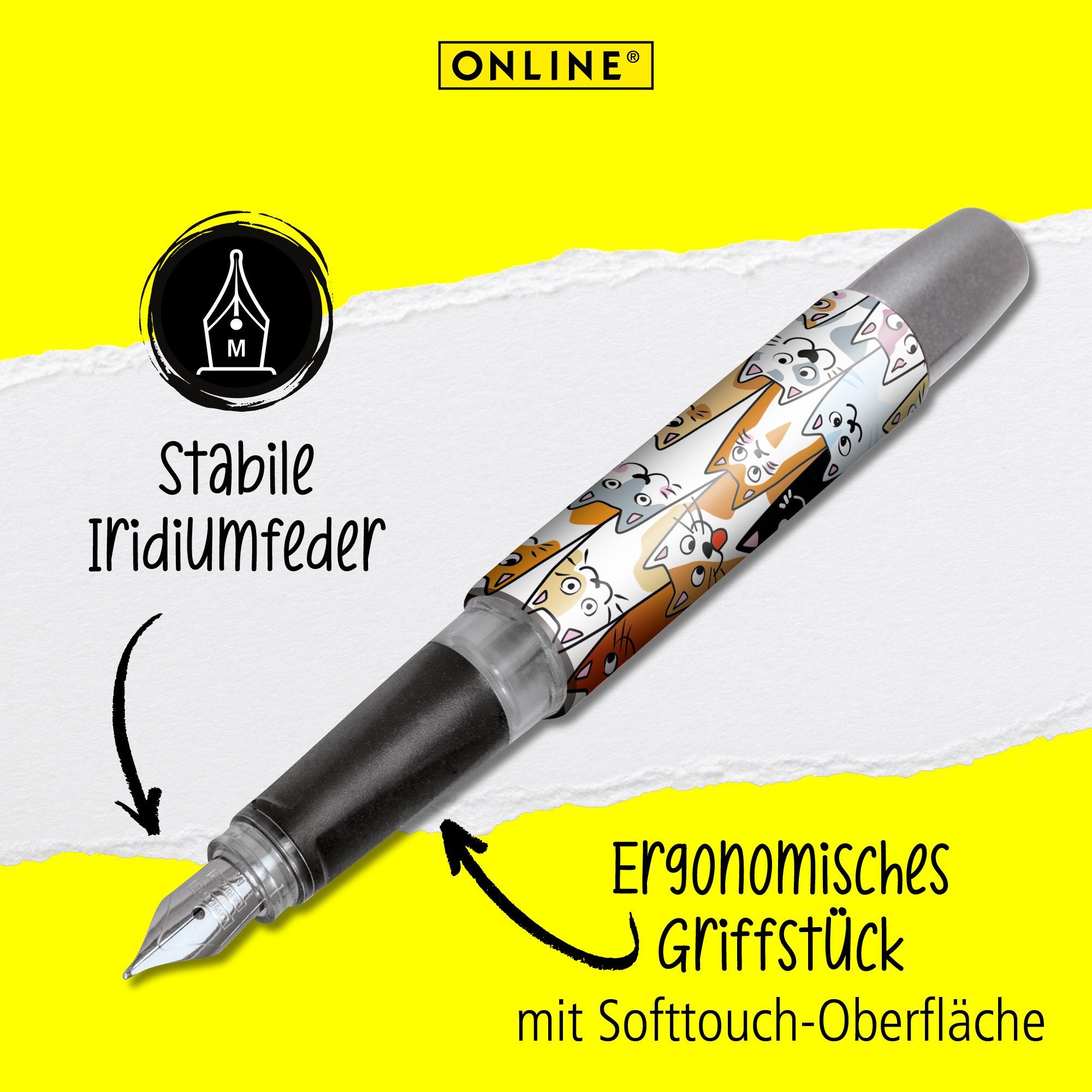 Cats Füller Fluffy Pen Online in die Campus Deutschland Füllhalter, ideal Schule, ergonomisch, für hergestellt
