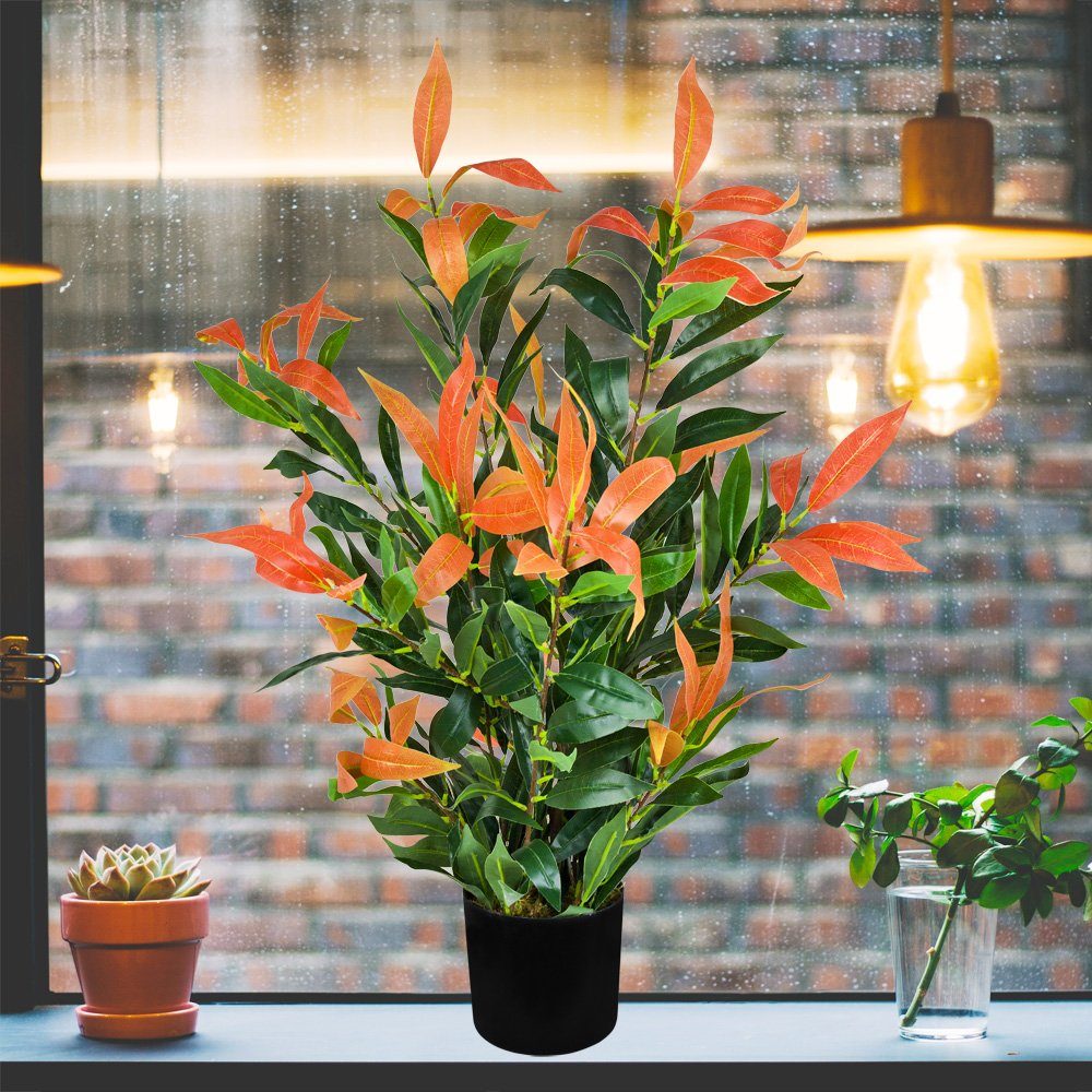 Kunstblume Künstliche Glanzmispel Photinia Kunstpflanze Künstliche Pflanze 70 cm Glanzmispel, Decovego, Höhe 70 cm – Bild 4 von 5