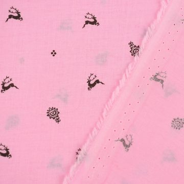 SCHÖNER LEBEN. Stoff Baumwollstoff Trachten Blumen Hirsche Punkte rosa braun 1,50m Breite