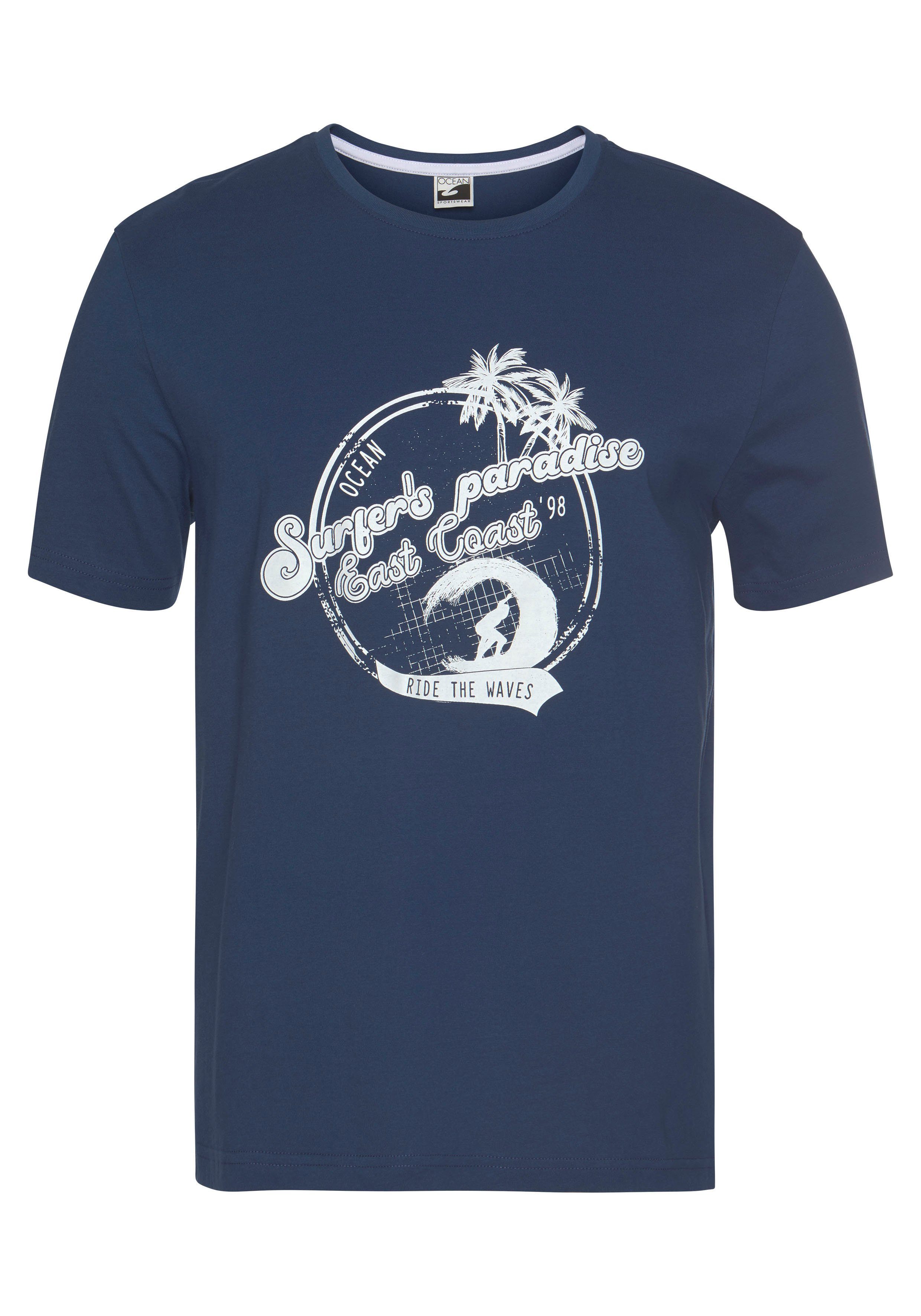 Ocean Sportswear T-Shirt (2er-Pack) kurzärmelig, schmal geschnitten, mit Print, Rundhalsausschnitt