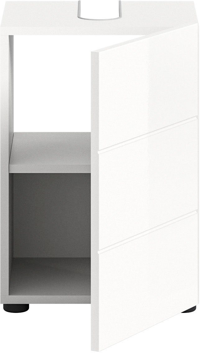 welltime Waschbeckenunterschrank BIEL, Breite: 38 cm, 1 Tür, 2 Fächer, Siphonausschnitt (1-St) Badmöbel, Badschrank, Schrank, Unterschrank, Bad, Badezimmer – Bild 4 von 5