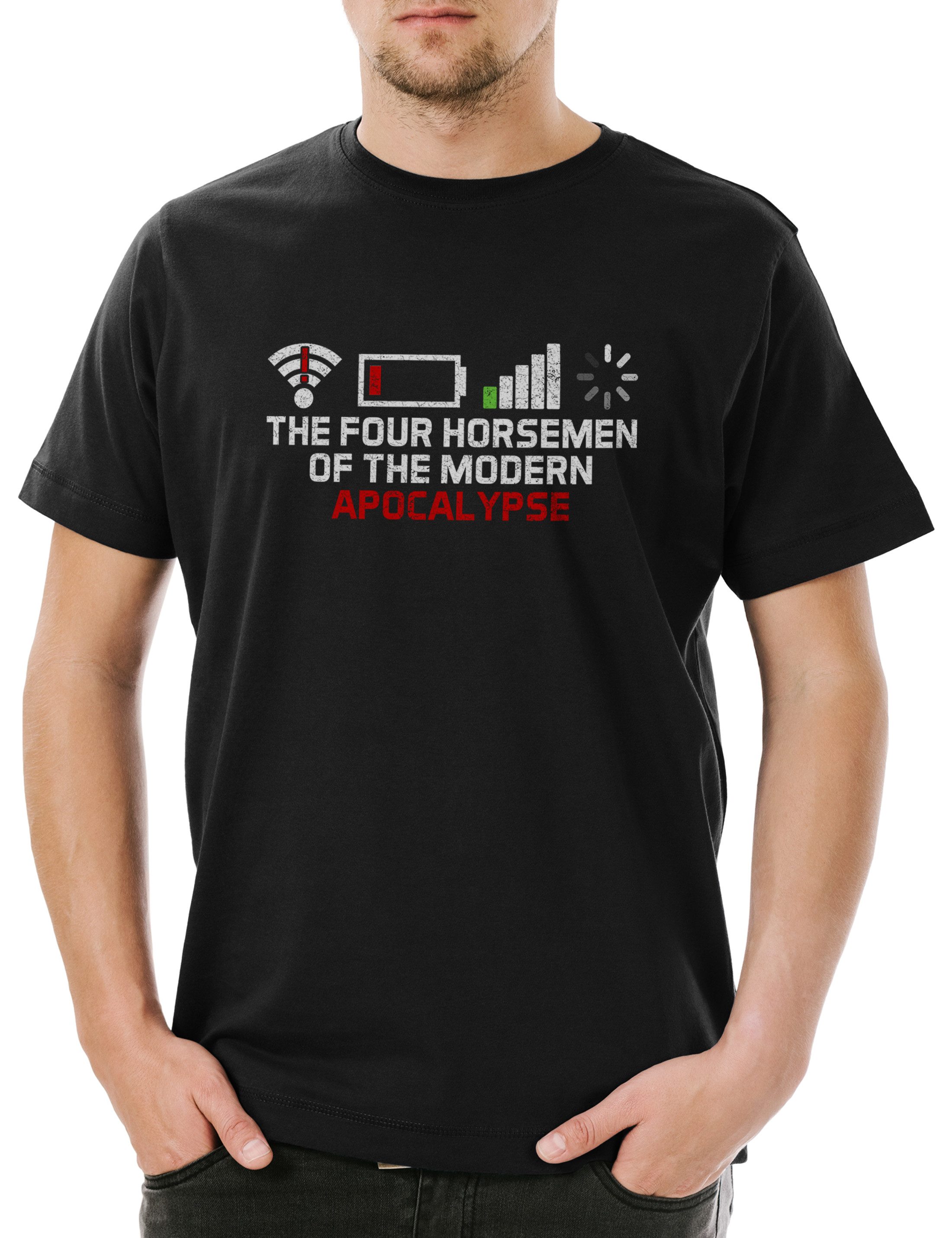 Urban Backwoods Print-Shirt The Four Horsemen Of The Modern Apocalypse Herren T-Shirt Fun Binary (1-tlg) Code Binär Informatik Computer