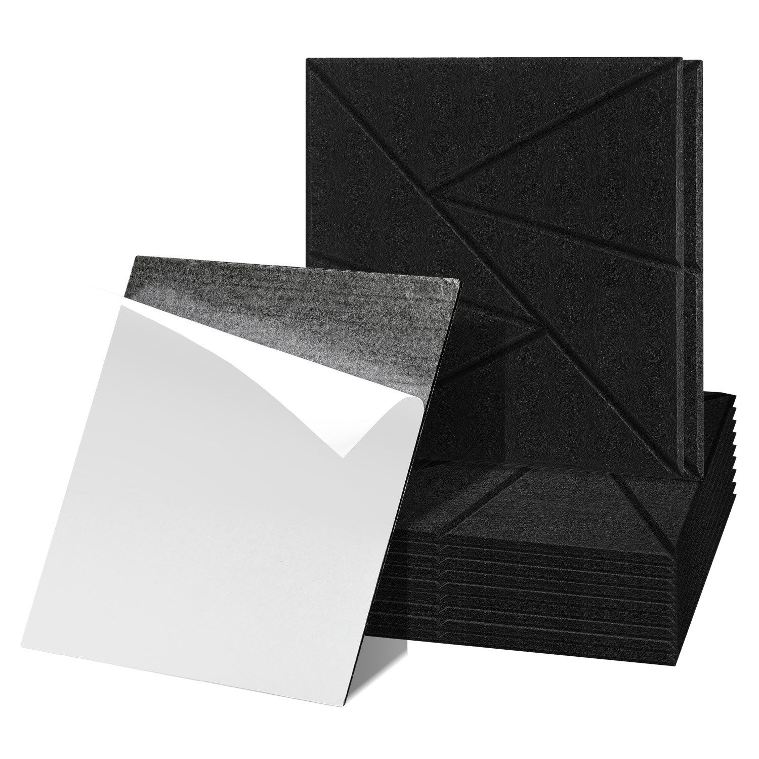 Clanmacy Akustikplatte 12 stuks Akustikplatten Quadratisch Dreieck Selbstklebend Schwarz, (12-St)