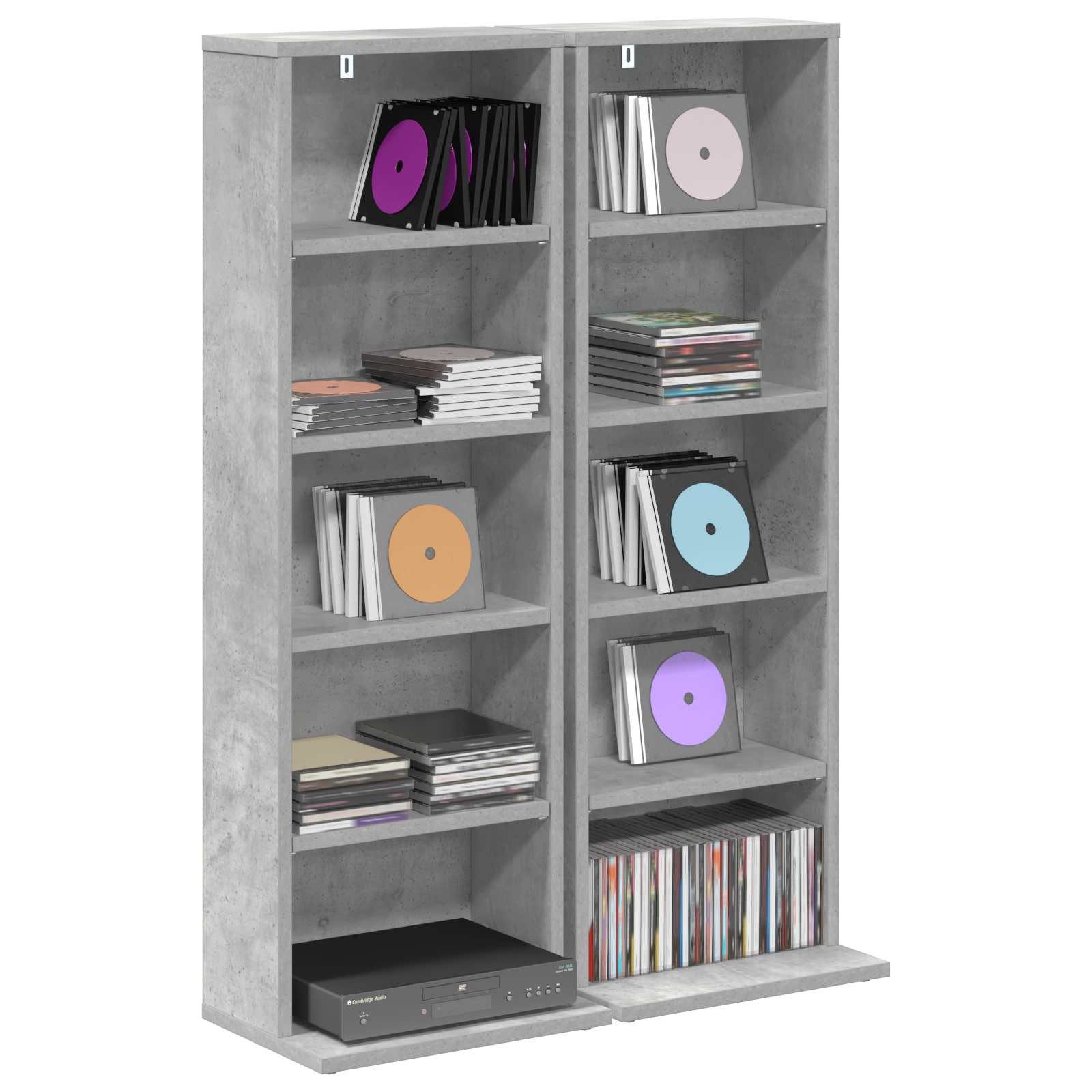 vidaXL Schranksystem CD Regal 2 Stk. Betongrau 33 x 23,5 x 97,5 cm Holzwerkstoff (2-St)