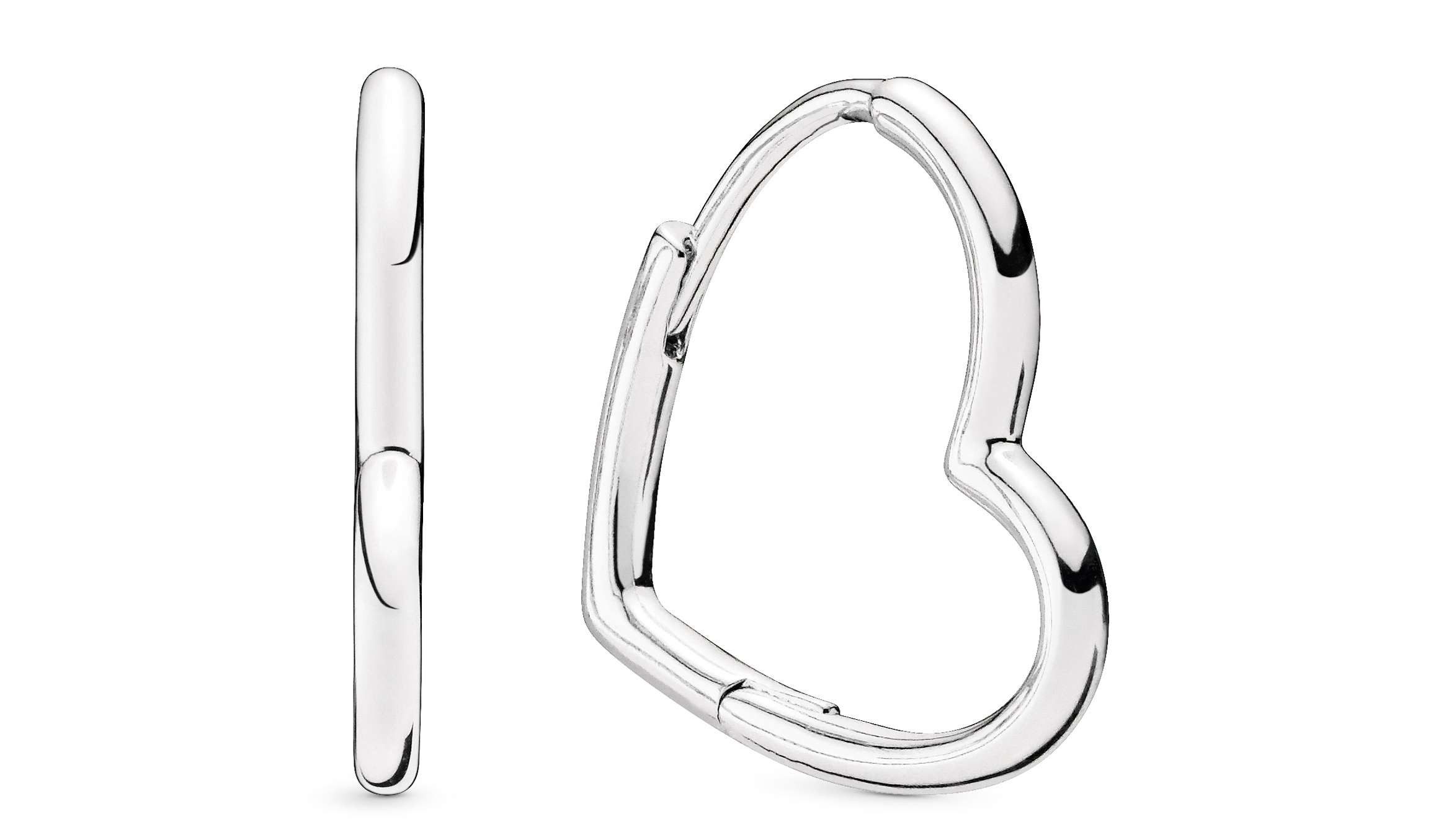 Pandora Paar Creolen 298307C00, Damenohrringe Asymmetrisches Herz