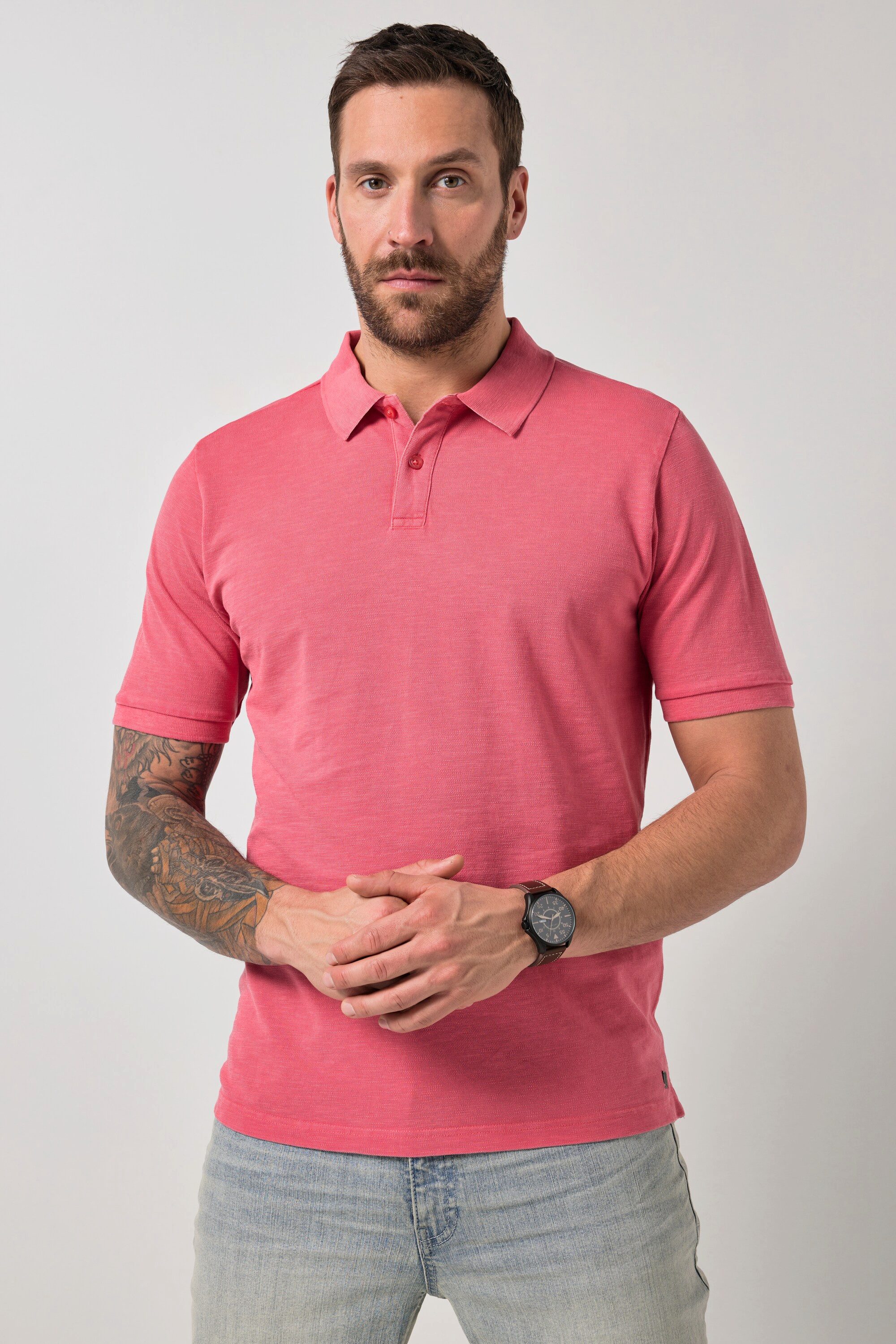 Poloshirt Poloshirt Halbarm Struktur-Piqué Vintage Look