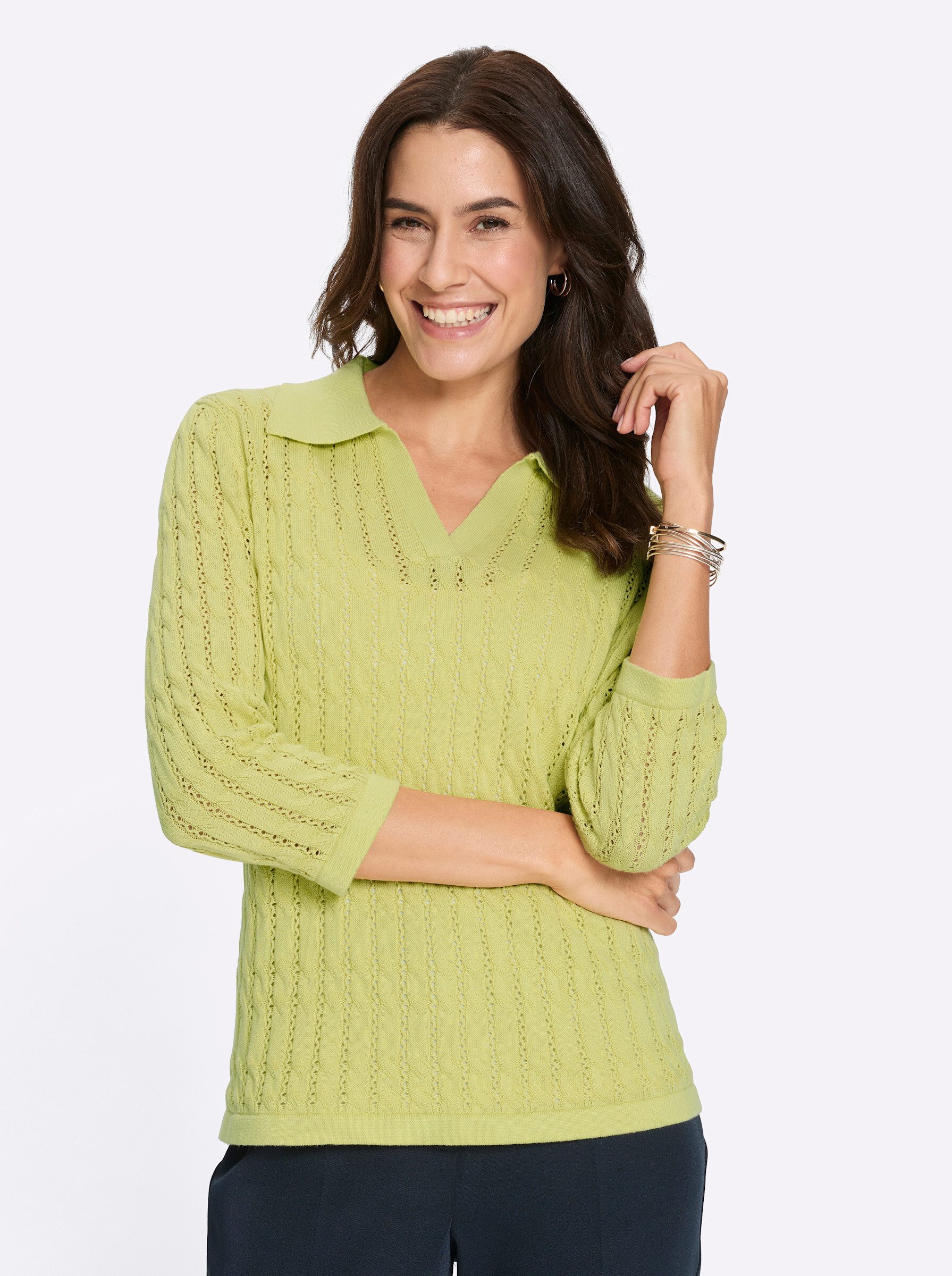 Witt Strickpullover Polopullover 3/4-Arm günstig online kaufen