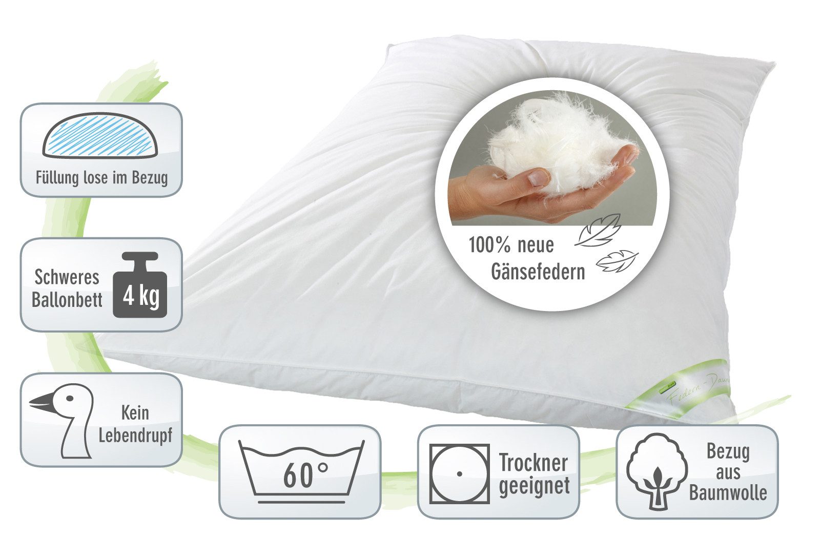 franknatur Federbettdecke Ballonbett 100% Federn 4kg, Füllung: 100% Gänsefe günstig online kaufen