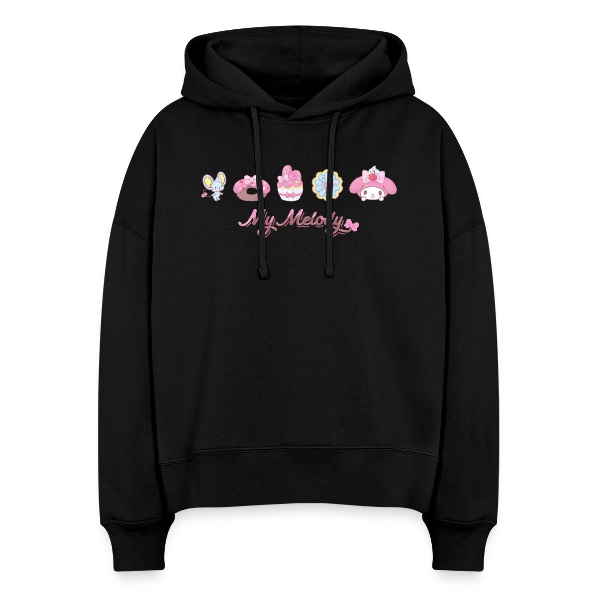 Hoodie My Melody Mit Flat Und Gebäckstücken Frauen Boxy Organic Hoodie