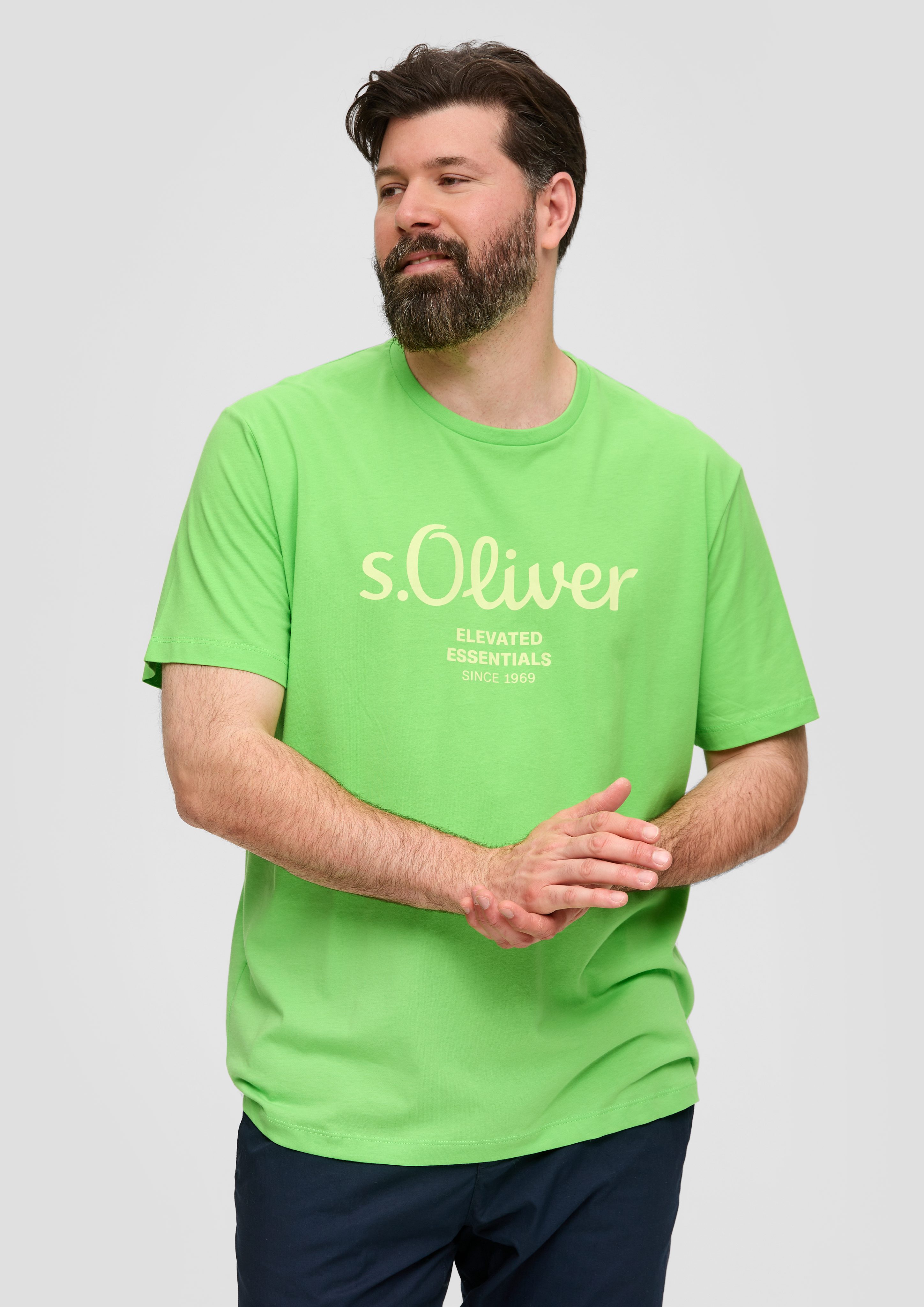 s.Oliver Kurzarmshirt T-Shirt mit Label-Print Logo günstig online kaufen