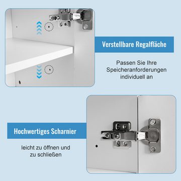 Merax TV-Schrank mit Glasböden und verstellbarem Einlegeboden Lowboard mit Hochglanz Front, TV-Board mit LED, TV-Ständer, B:140cm