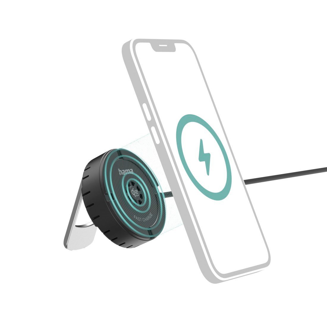 Hama Qi2 25W Wireless Ladegerät magnetisch mit Standfunktion Wireless Charger (Qi2 25W, magnetisch, Standfunktion, Luftkühlung, USB-C)