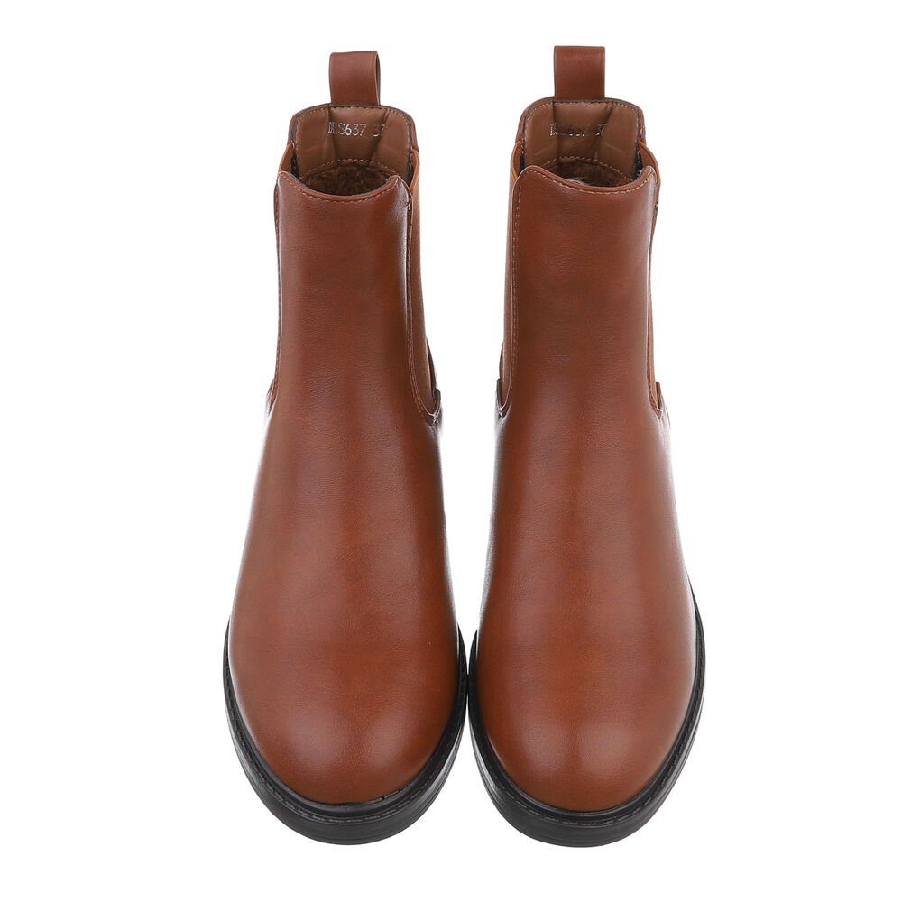 Ital-Design Damen Chelsea Freizeit Chelseaboots (84338008) Blockabsatz Chelsea Boots in Camel