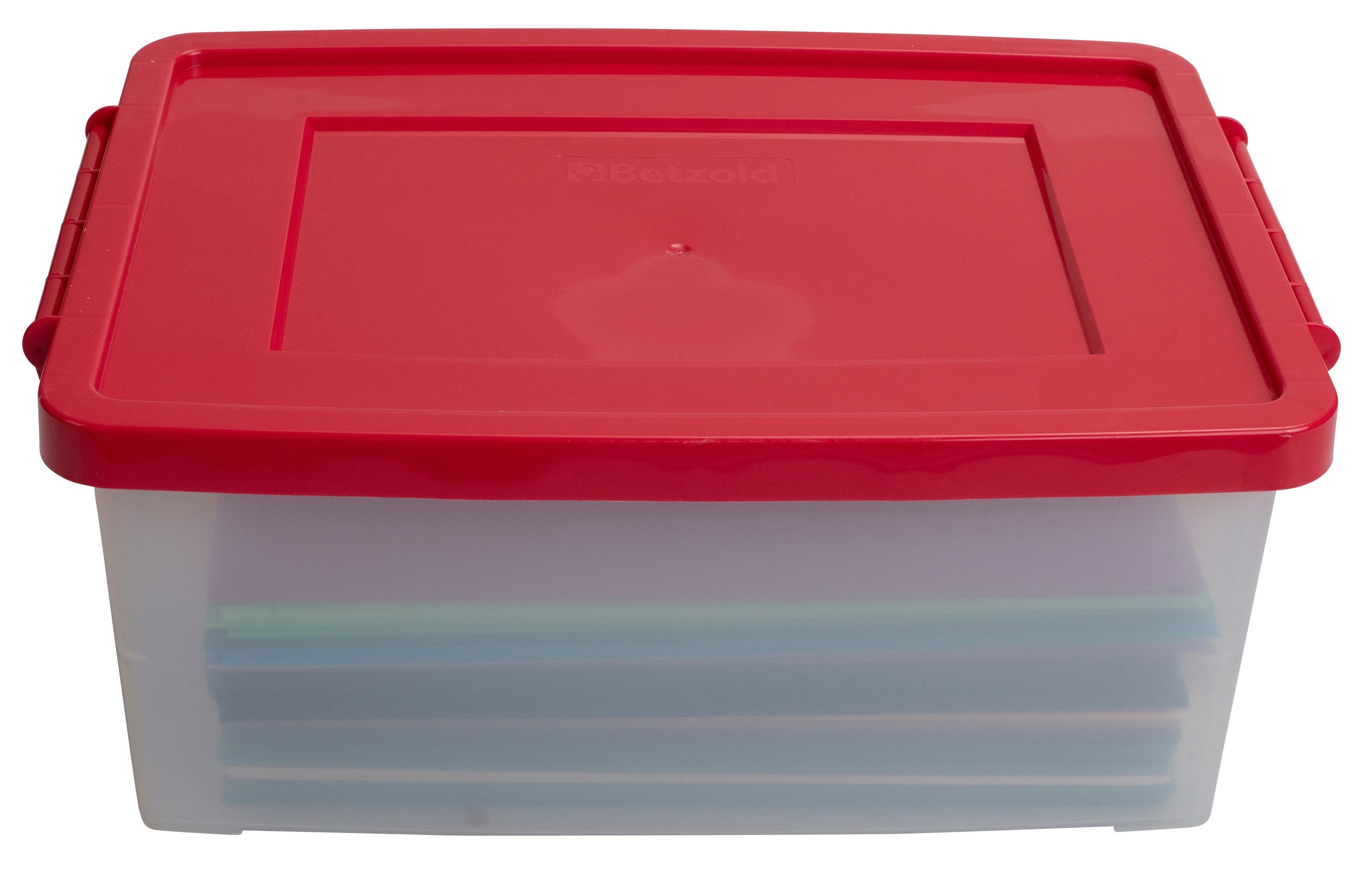 Betzold Aufbewahrungsbox Aufbewahrungsbox, 16 x 39,5 x 27,5 cm, weiß-transparent, farbiger Deck