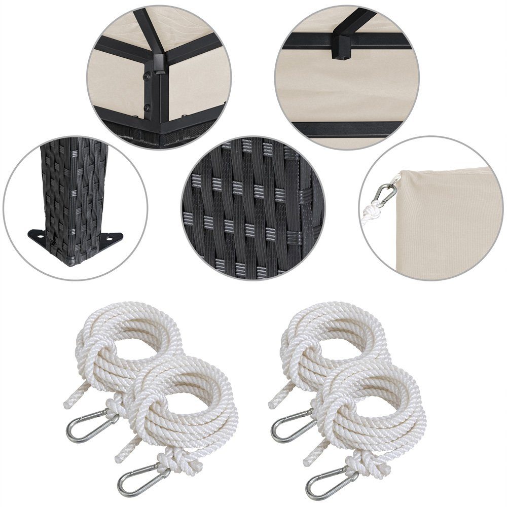 Deuba Pavillon, 300 x 400 cm Poly Rattan Wasserabweisend Garten Partyzelt