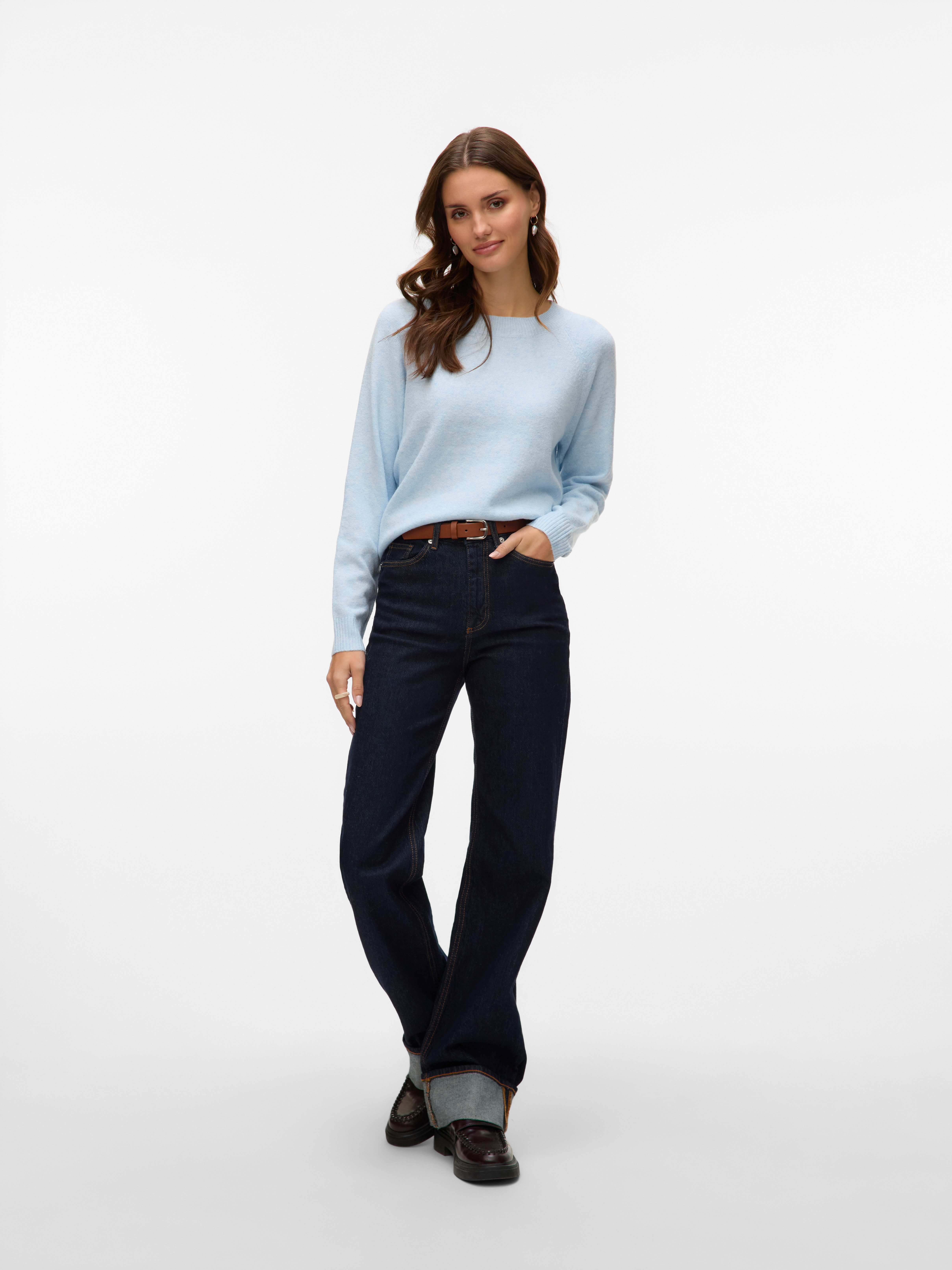 Vero Moda Rundhalspullover VMDOFFY LS O-NECK BLOUSE GA NOOS Materialmix, regular fit