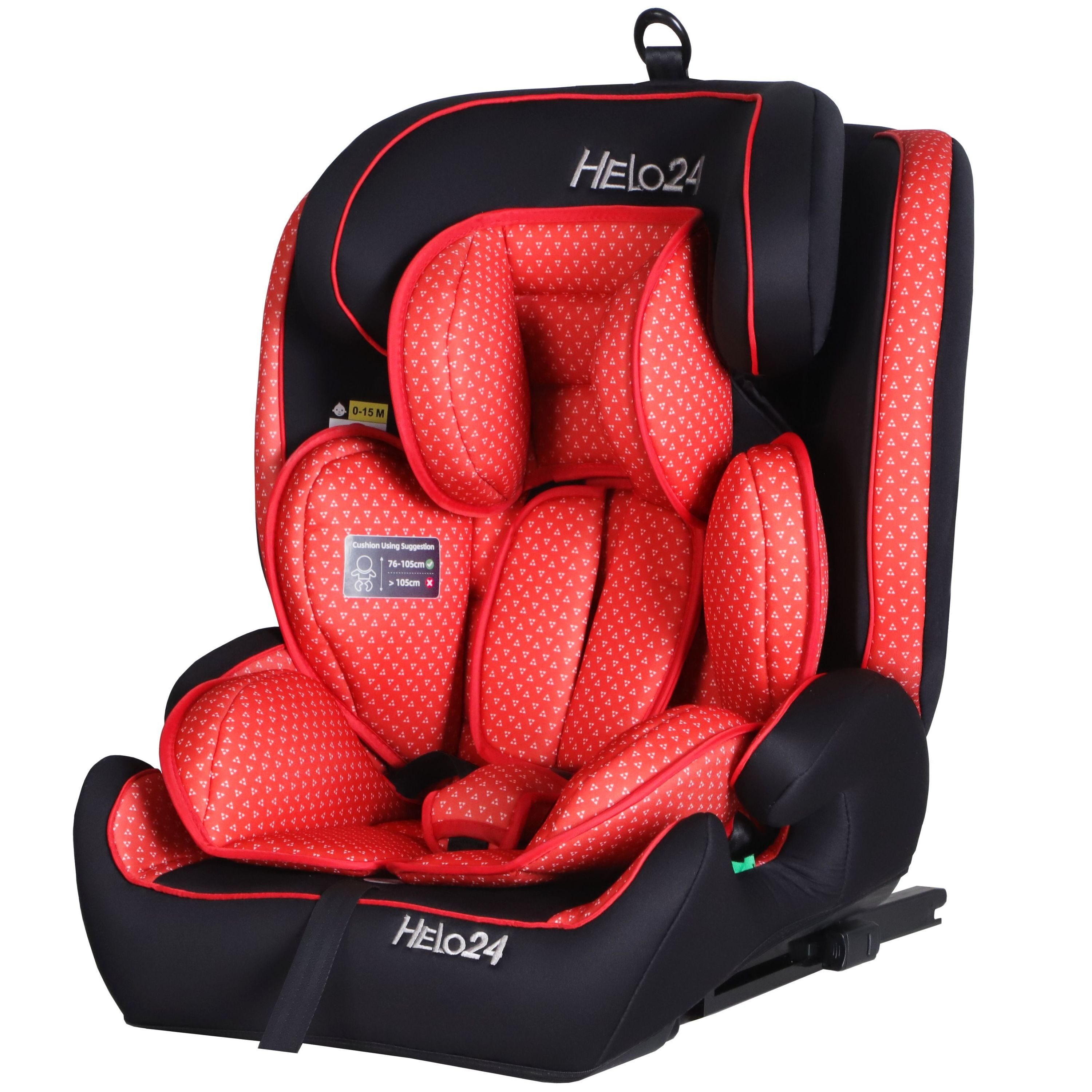 HELO24 Autokindersitz Kindersitz ISOFIX Top Tether 76-150cm ECE R129/04 K4 ISO-Style Rot, ab: 76 cm, bis: 150 cm