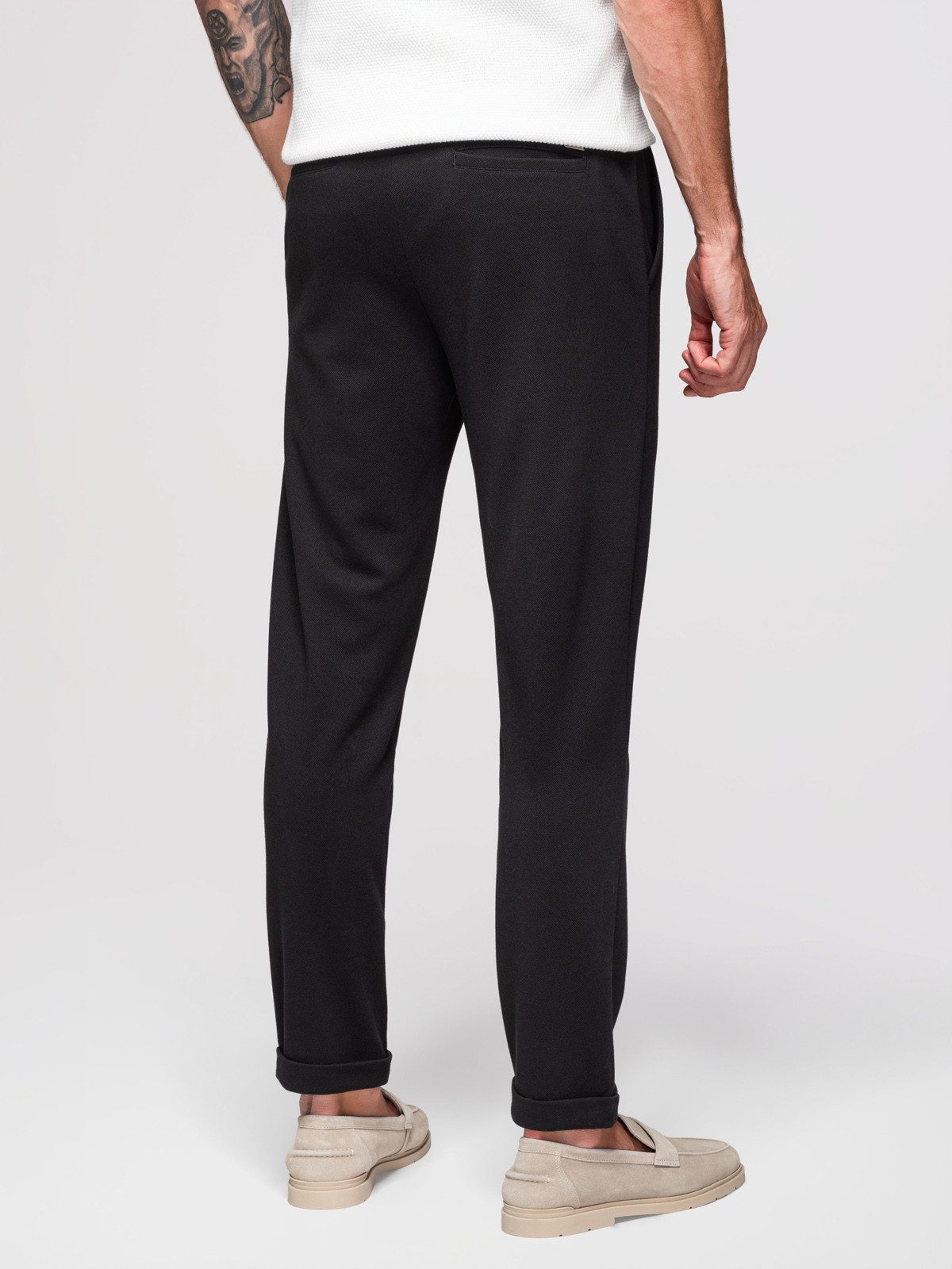OMBRE Chinohose Herrenhose aus Piqué-Strick mit verstellbarem Bund – Bild 4 von 5