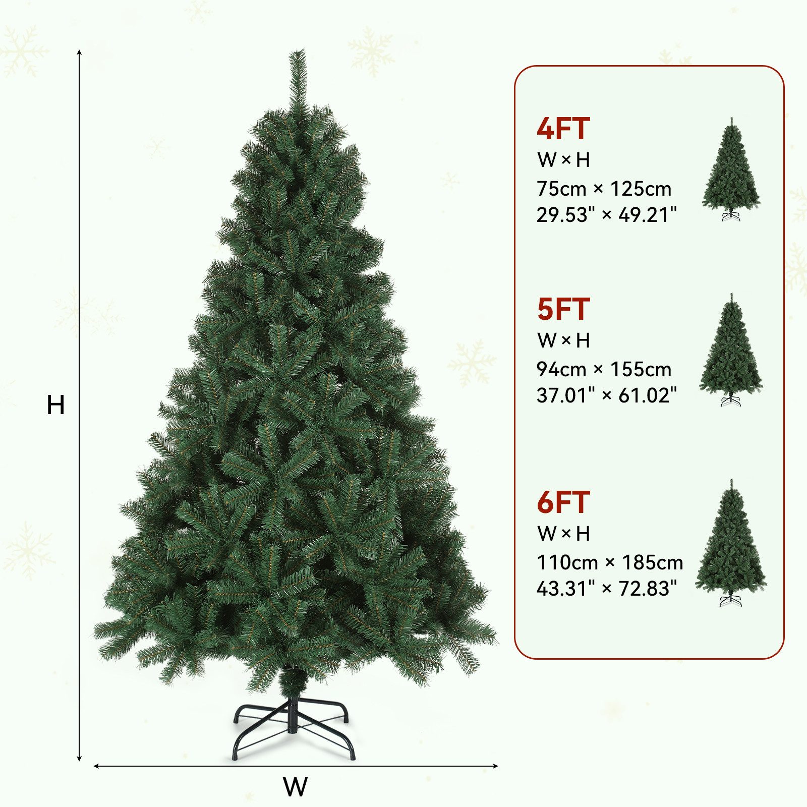 WILGOON Künstlicher Weihnachtsbaum Künstlicher Weihnachtsbaum, dichter Tannenbaum zu Weihnachten, 120 cm künstlicher Baum mit Metallfuß, Pflegeleicht, stabil und ideal für kleine Räume