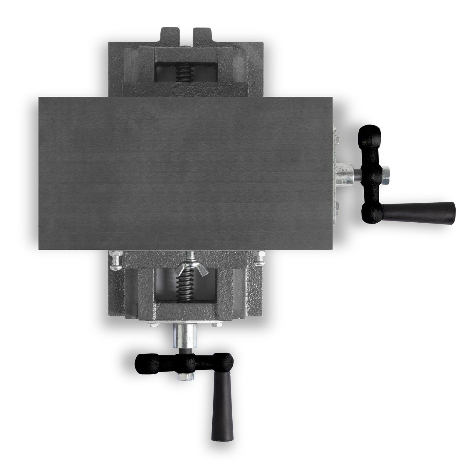 EBERTH Schraubstock Kreuztisch aus Gusseisen und Stahl, Arbeitstisch 120 x 230 mm, Arbeitshöhe 100 mm, 2 Achsen Schraubstock für Bohr- und Fräsarbeiten
