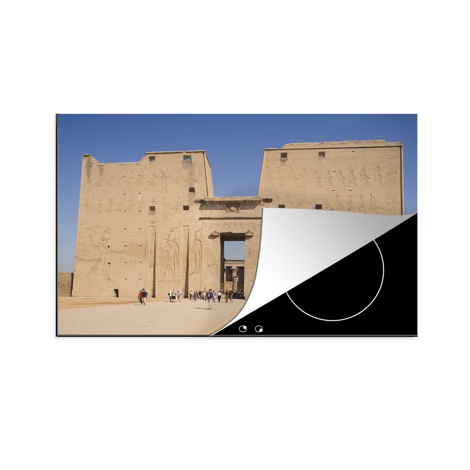 MuchoWow Herdblende-/Abdeckplatte Das cm, (1 für Ägypten Horus-Tempels Vinyl, Schutz in des küche, die 81x52 Ceranfeldabdeckung tlg), Himmel, blauem unter Induktionskochfeld Eingangstor