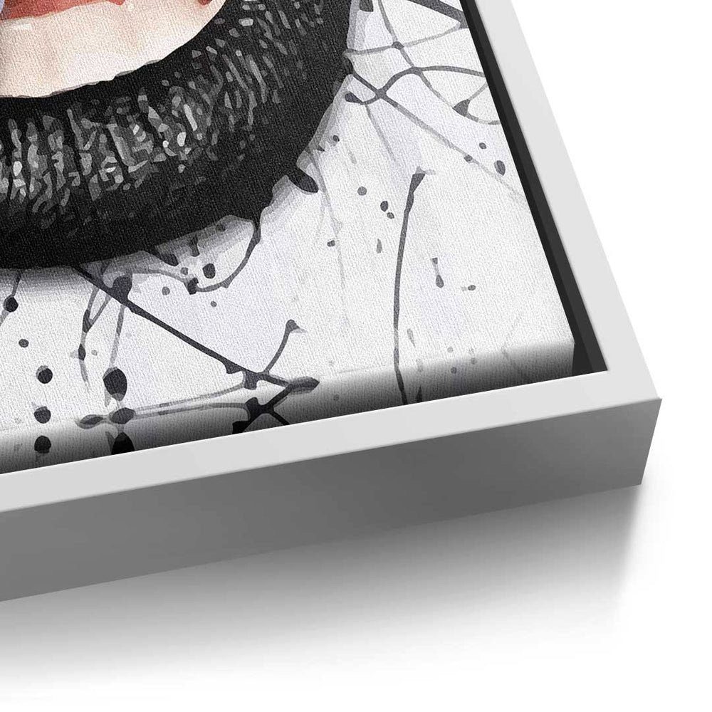 ohne Leinwandbild, Premium - DOTCOMCANVAS® - Leinwandbild Modernes Rahmen Art Diamond Mouth Wandbild - Pop