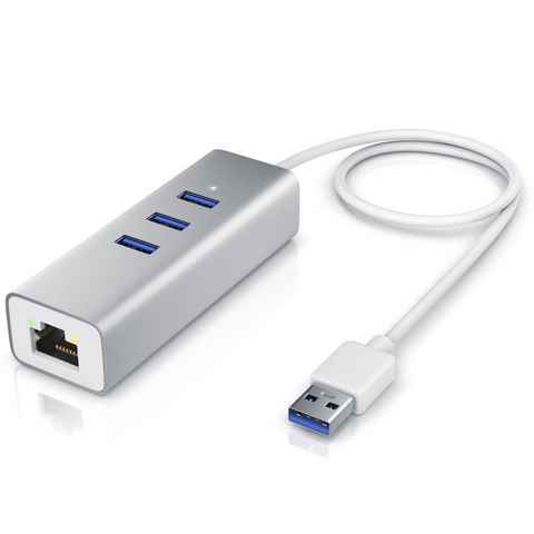 CSL USB-Adapter, 3-Port USB 3.2 Gen1 Verteiler inkl. Netzwerkadapter mit RJ45 Buchse