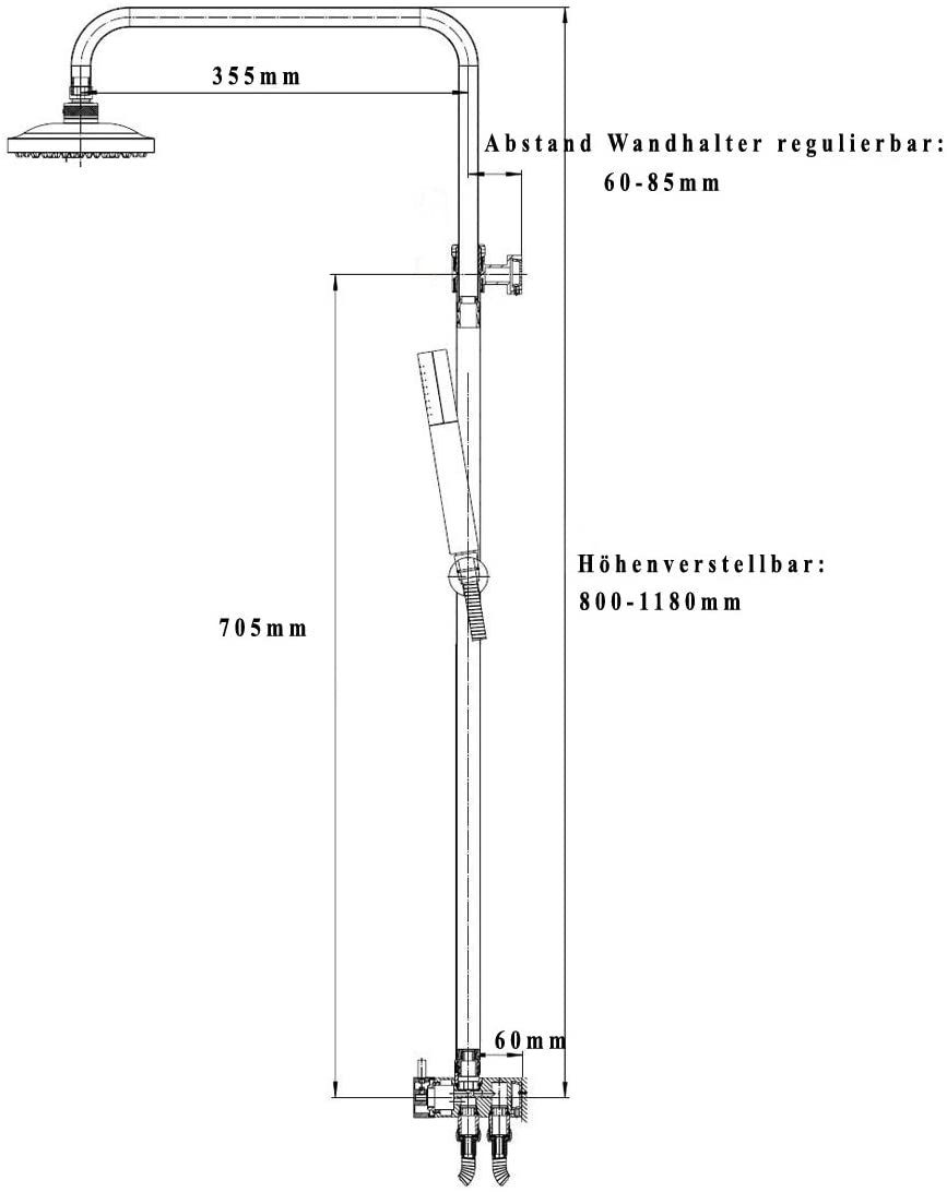 ADOB Duschsystem Wellnessdusche Porto Dois, Einfach an vorhandene Armatur anschliessen, kein Austausch dieser
