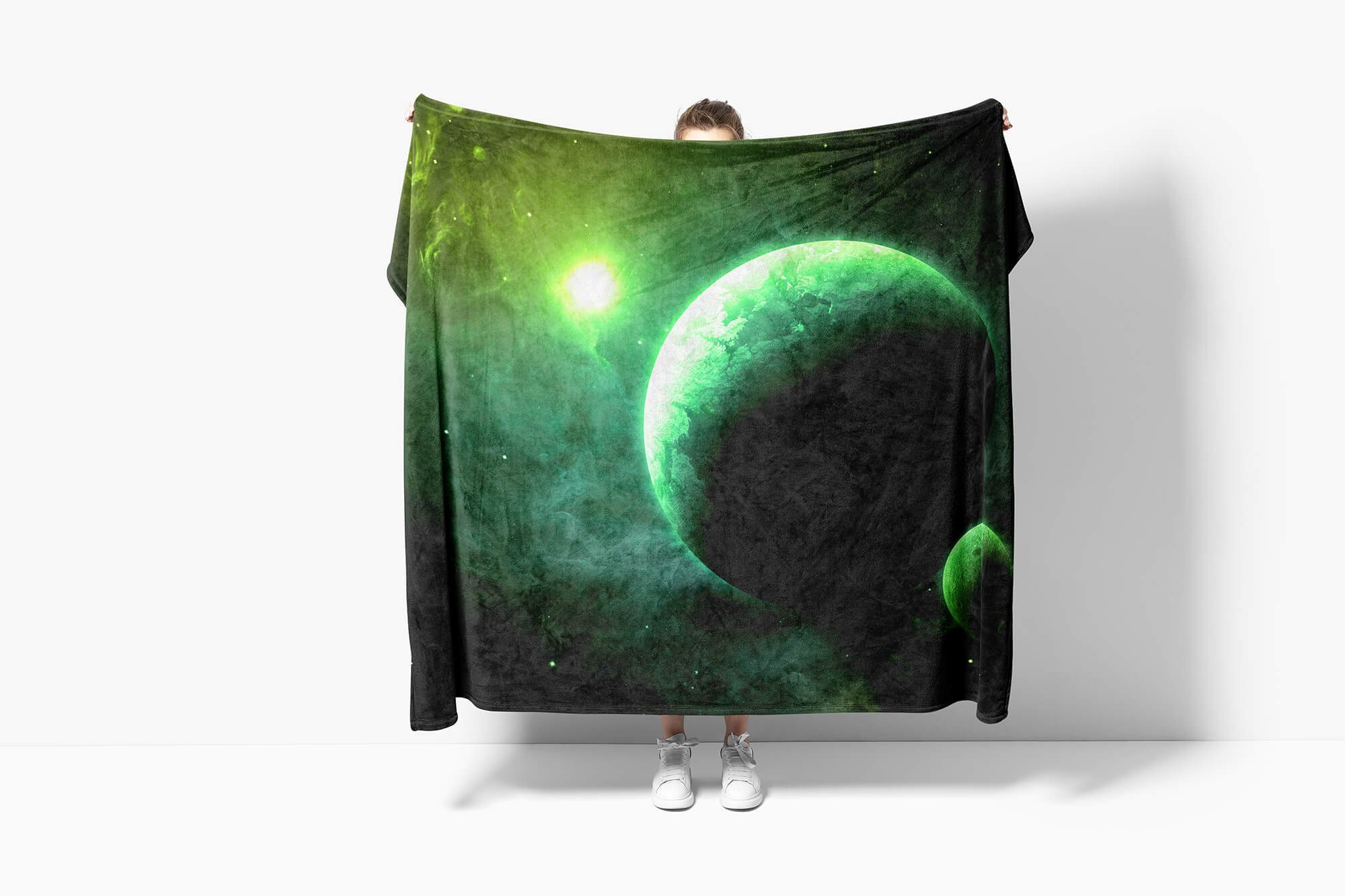 Baumwolle-Polyester-Mix Strandhandtuch Sinus (1-St), mit Handtücher We, Saunatuch Sterne Fotomotiv Handtuch Handtuch Art Planeten Kuscheldecke