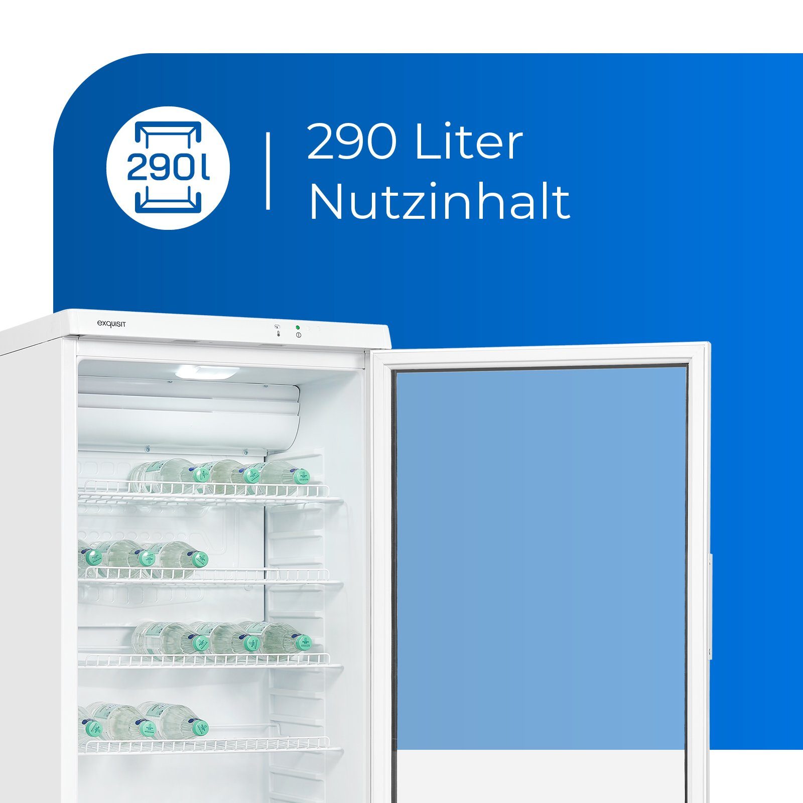 exquisit 145 hoch, cm Getränkekühlschrank GKS290-GT-280E, 60 breit, cm Umluftventilator, effizient