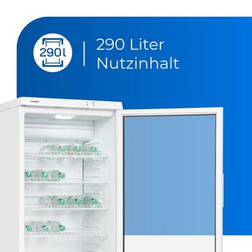 exquisit Getränkekühlschrank GKS290-GT-280E, 145 cm hoch, 60 cm breit, Umluftventilator, effizient