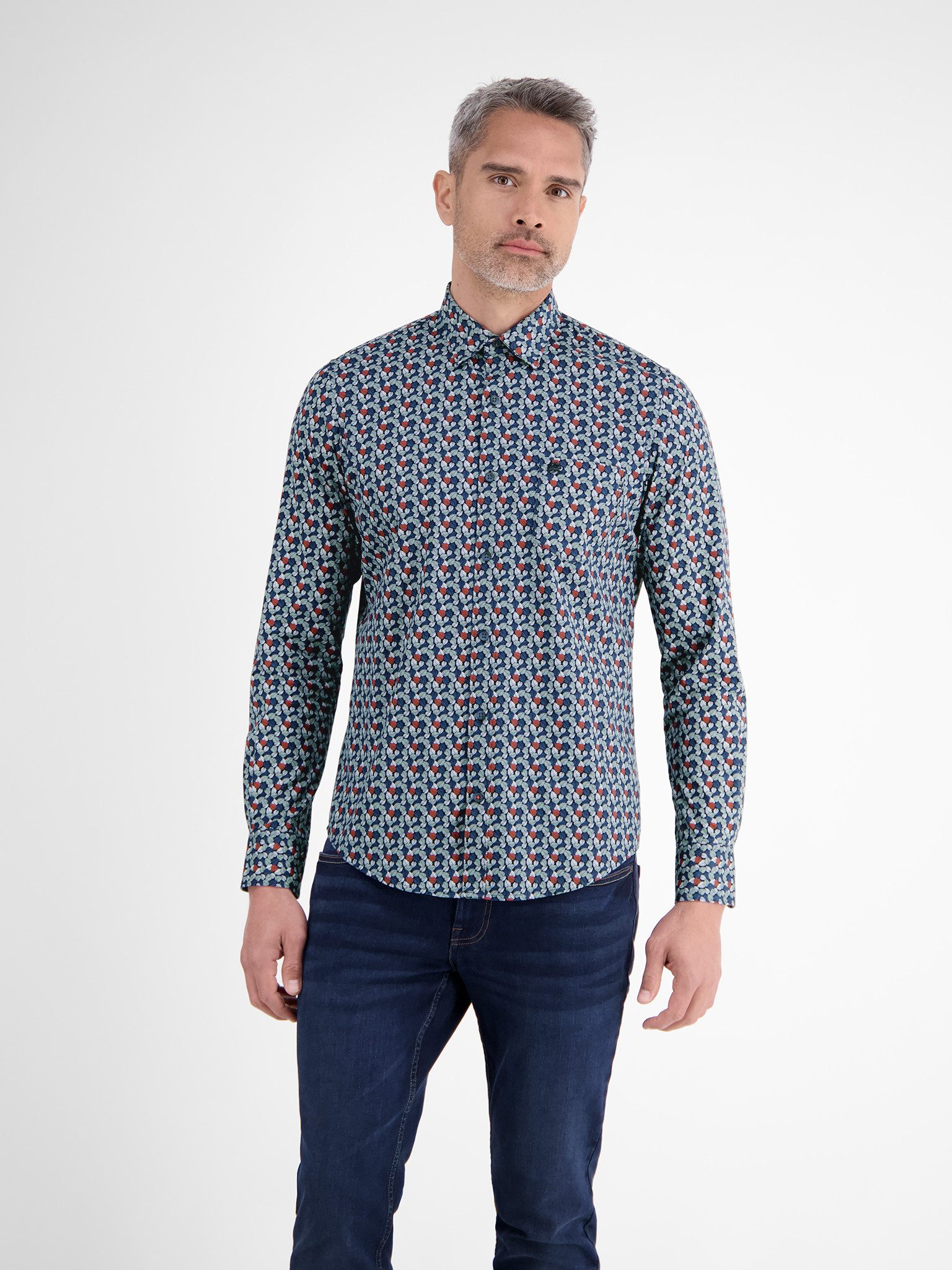 LERROS Langarmhemd mit grafischem Minimal-Muster