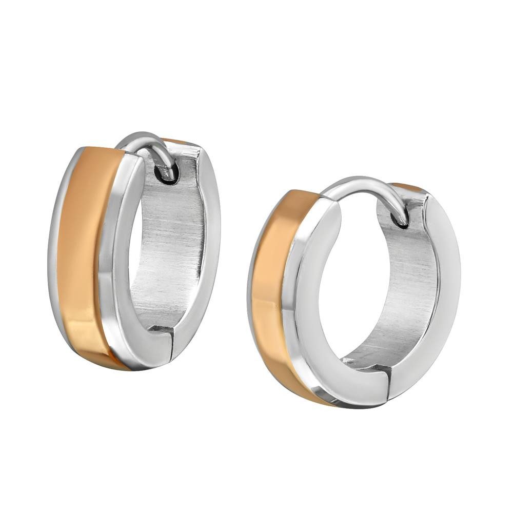 Creolen-Set Creolen roséfarbenen telteil abgschrägten Kanten Edelstahl Unisex