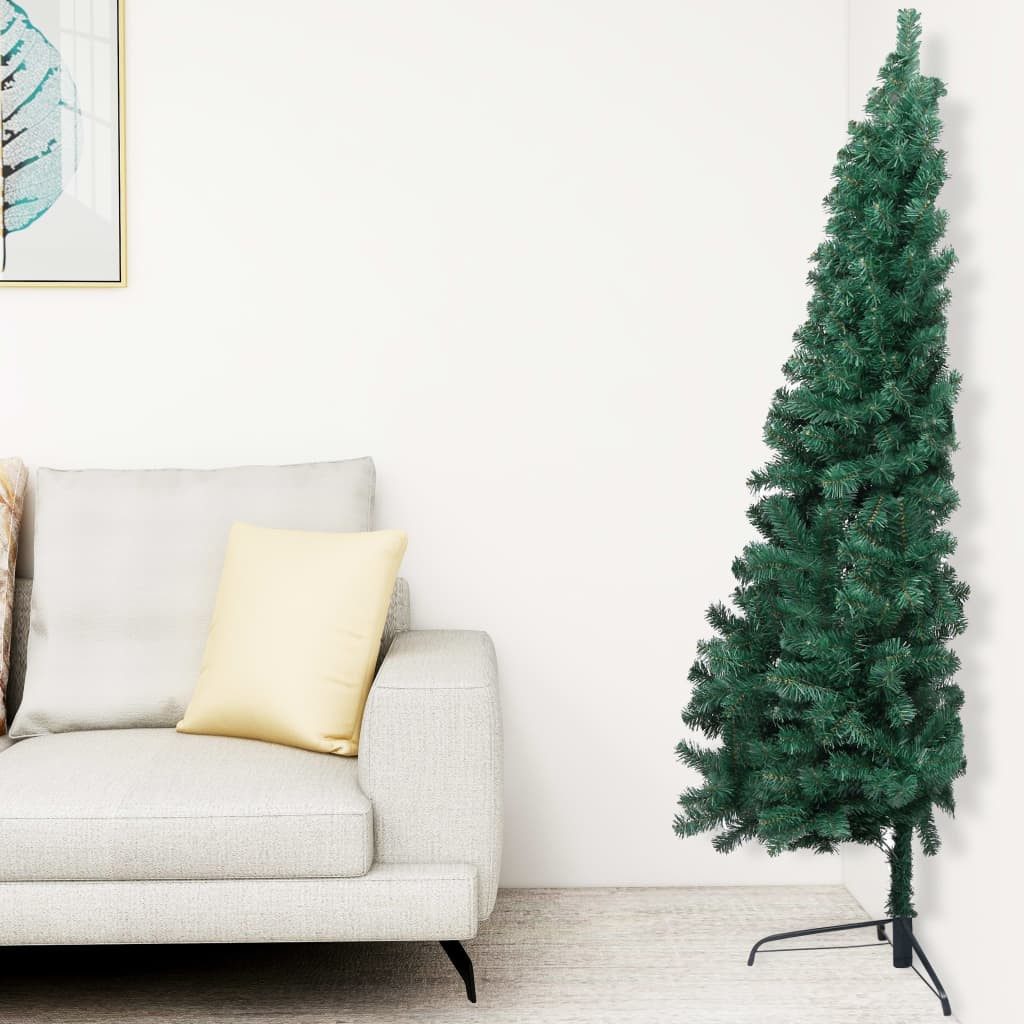 Künstlicher Weihnachtsbaum Künstlicher Halber Weihnachtsbaum mit Ständer Grün 240 cm PVC