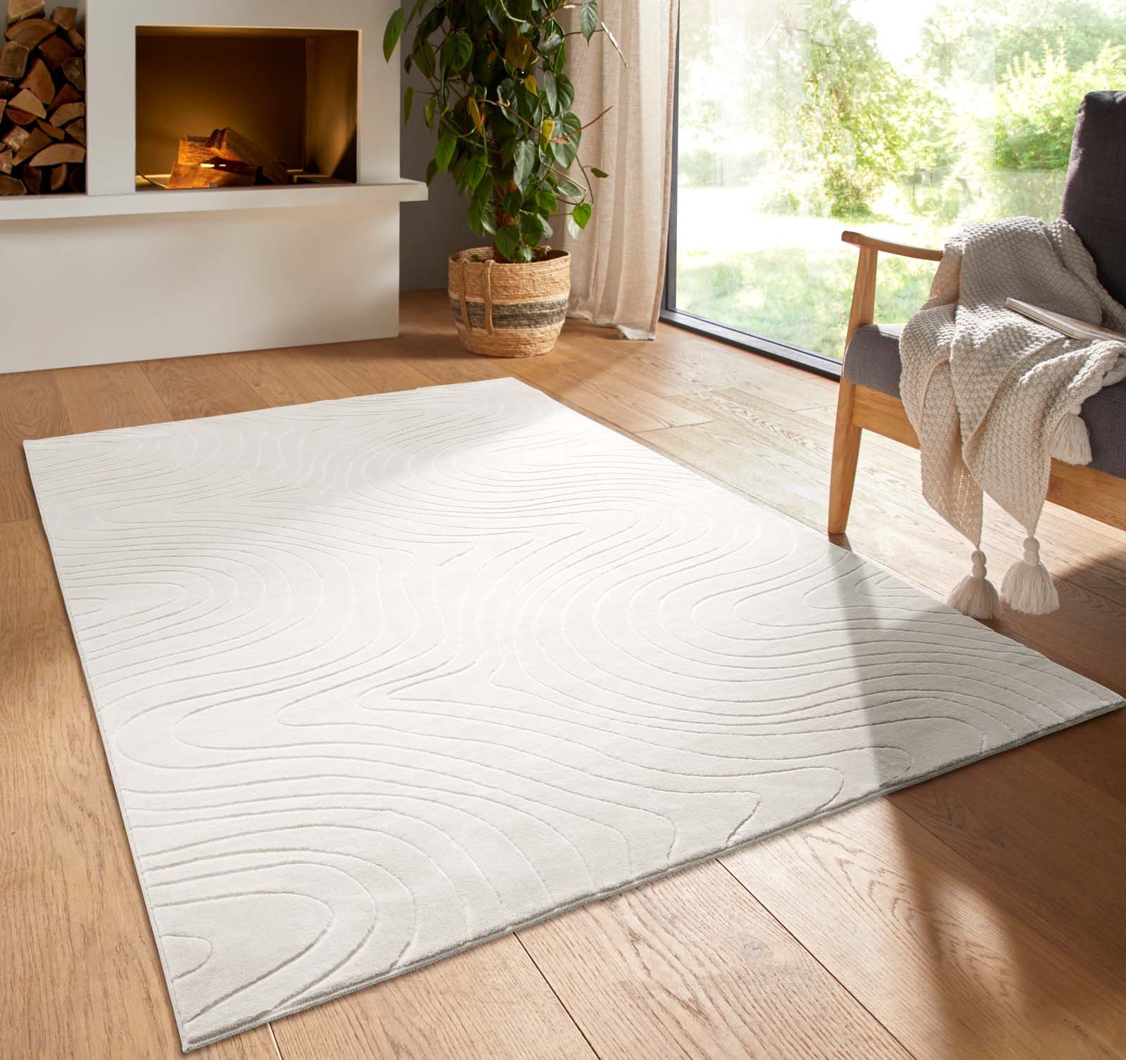 TaCa Home Teppich Kurzflor Teppich Hasenfell Optik, rechteckig, Höhe: 10 mm, Wohnzimmer, Kinderzimmer, Esszimmer, Organic Creme - 50 x 80 cm
