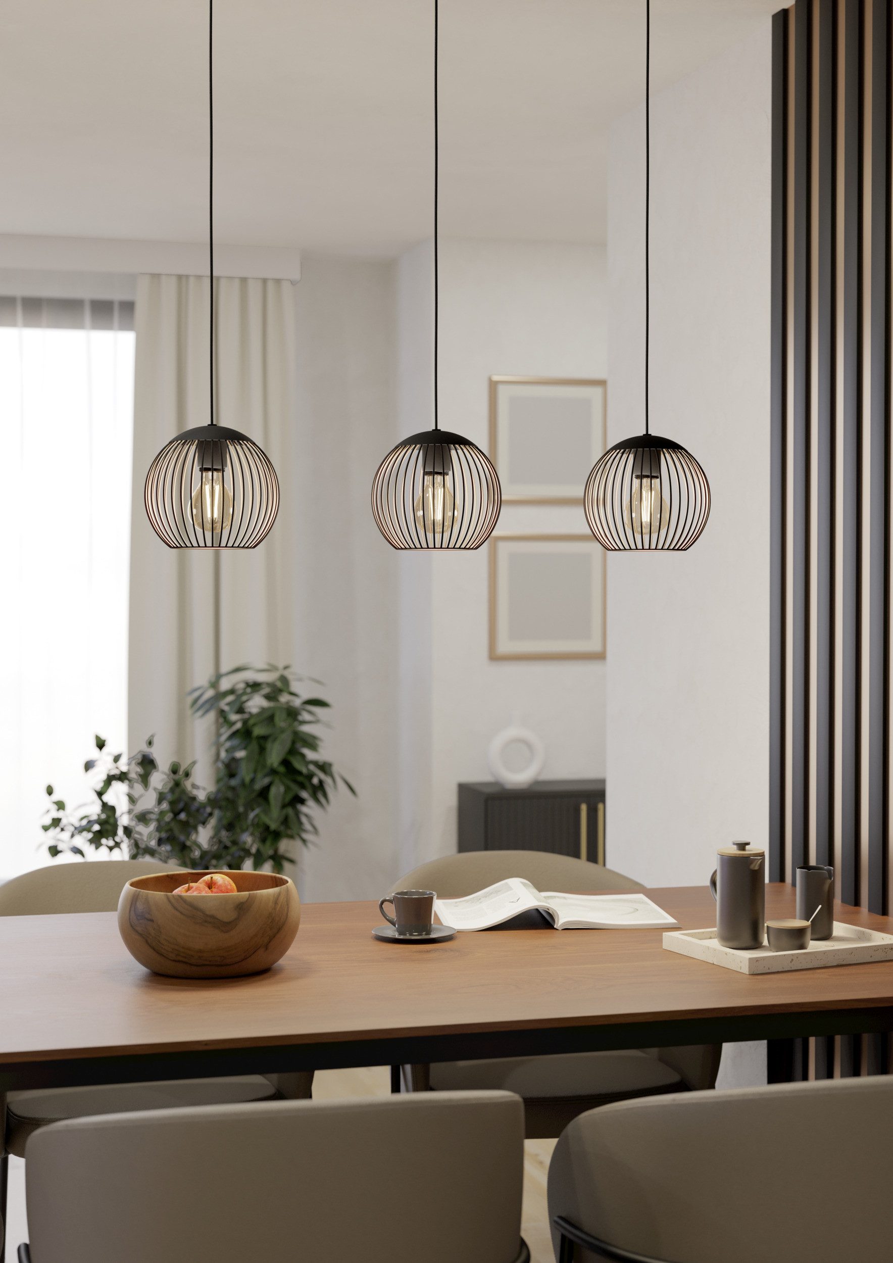 EGLO Hängeleuchte ALMANZORA Pendellampe - Stahl - E27 - 3X60W - IP20, ohne günstig online kaufen