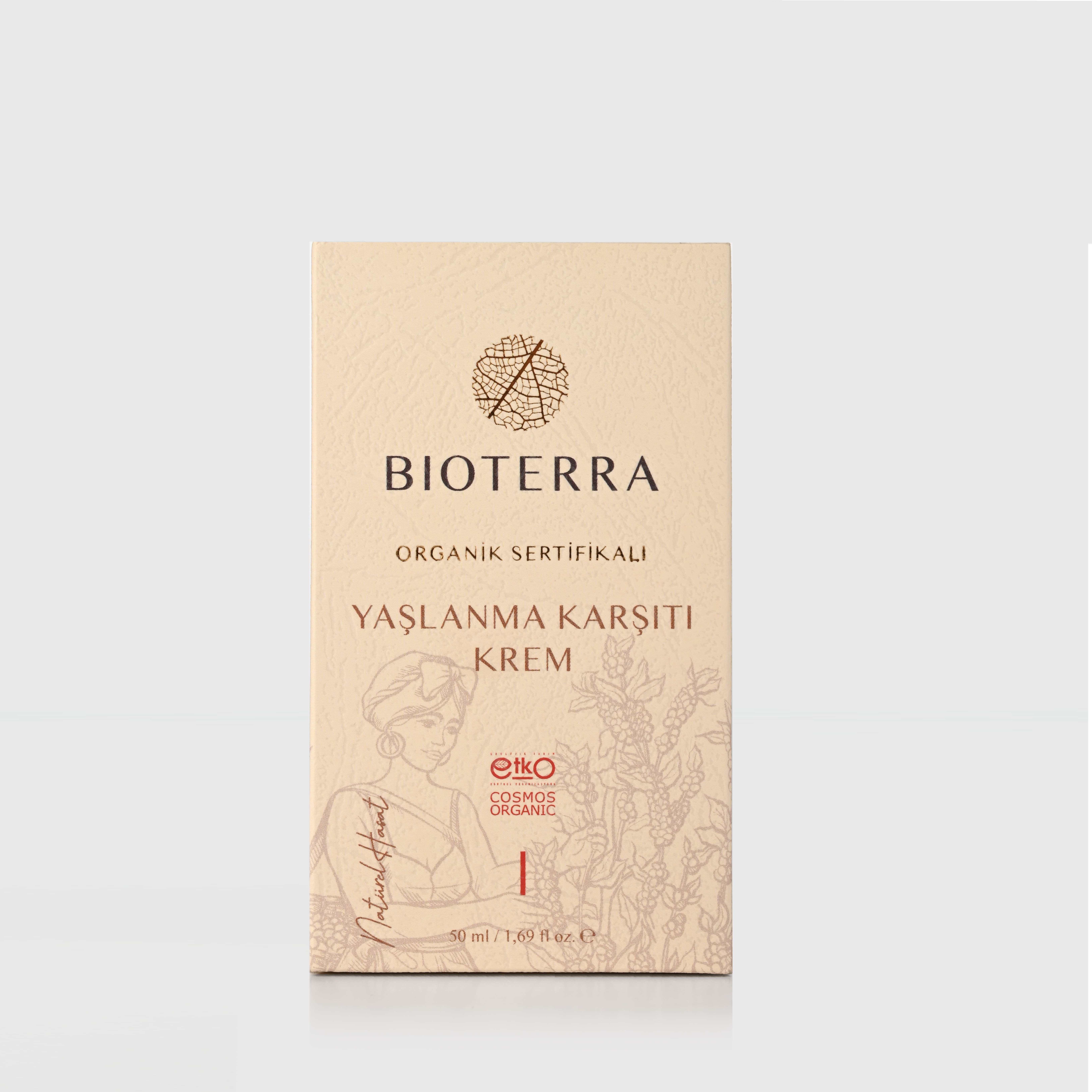 BIOTERRA Anti-Aging-Creme Bio Anti-Aging Creme Naturkosmetik anti-aging feuchtigkeitsspendend 1-tlg., antibakteriell 50ml Vegan, regenerierend